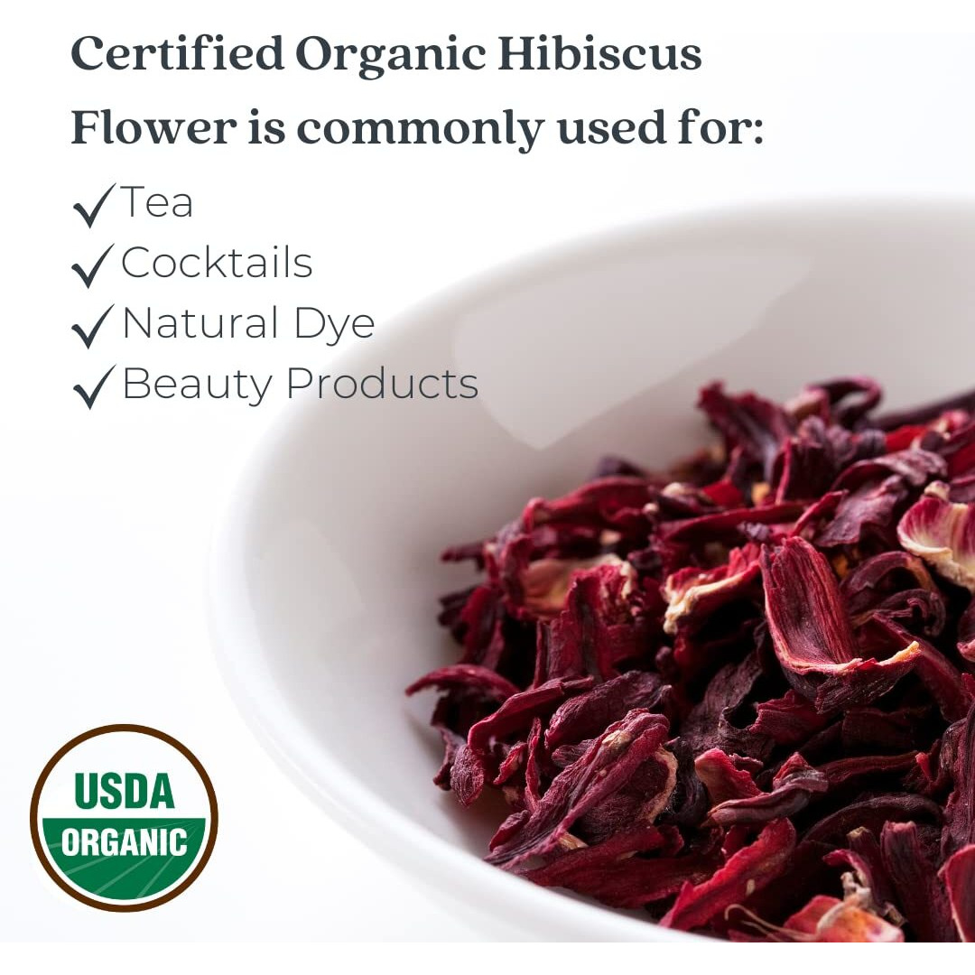 Starwest Botanicals Organic Egyptian Hibiscus Flowers Tea Loose Cut And Sifted, 1 Pound Bulk