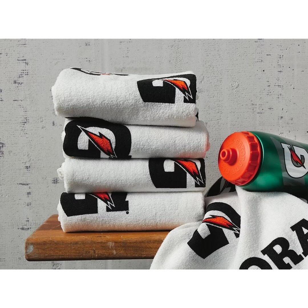 Gatorade G Towel, 22"" X 42"", Cotton, White/Black/Orange