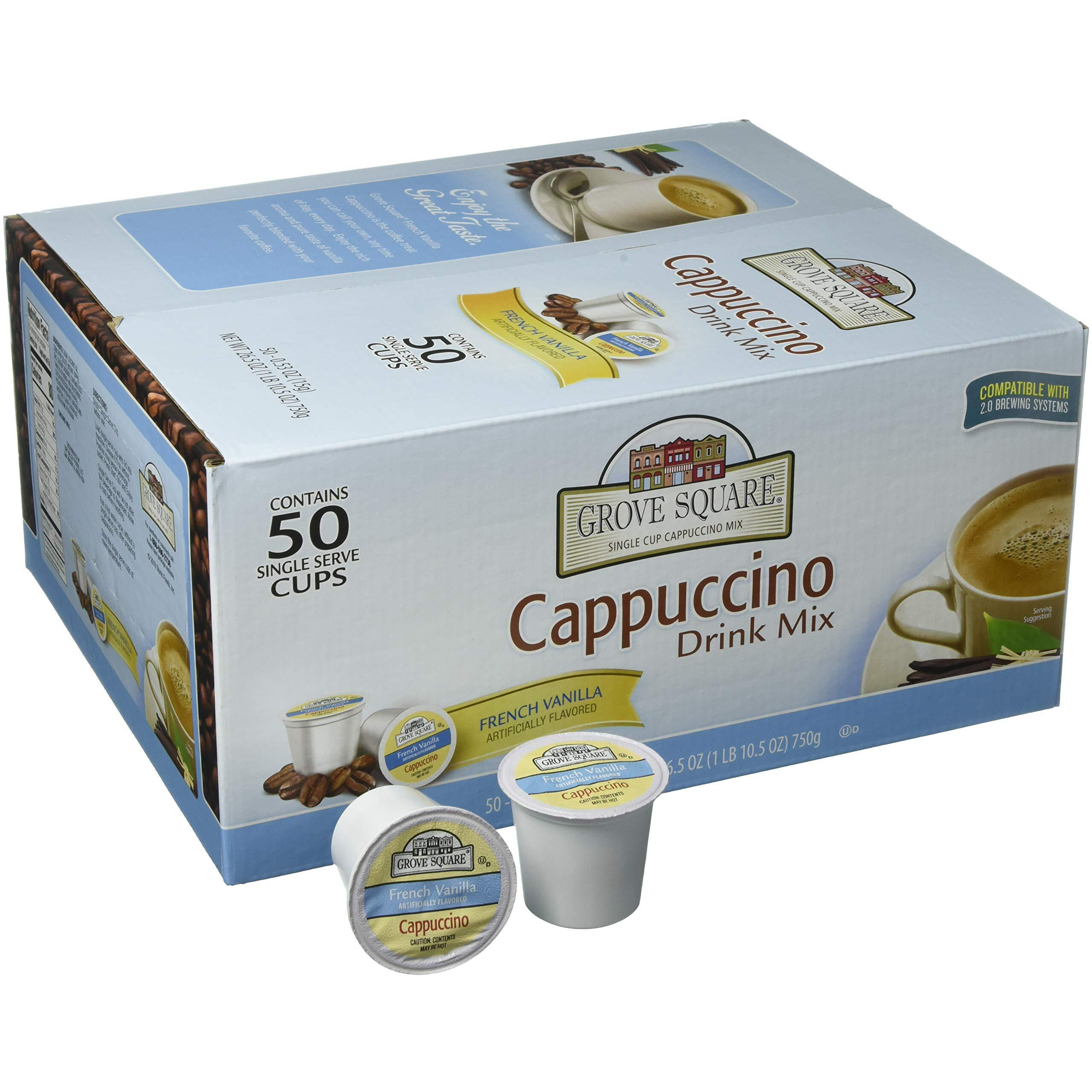 Grove Square Cappuccino Pods, French Vanilla, Single Serve, 50 Count (Pack Of 1) - Packaging May Vary