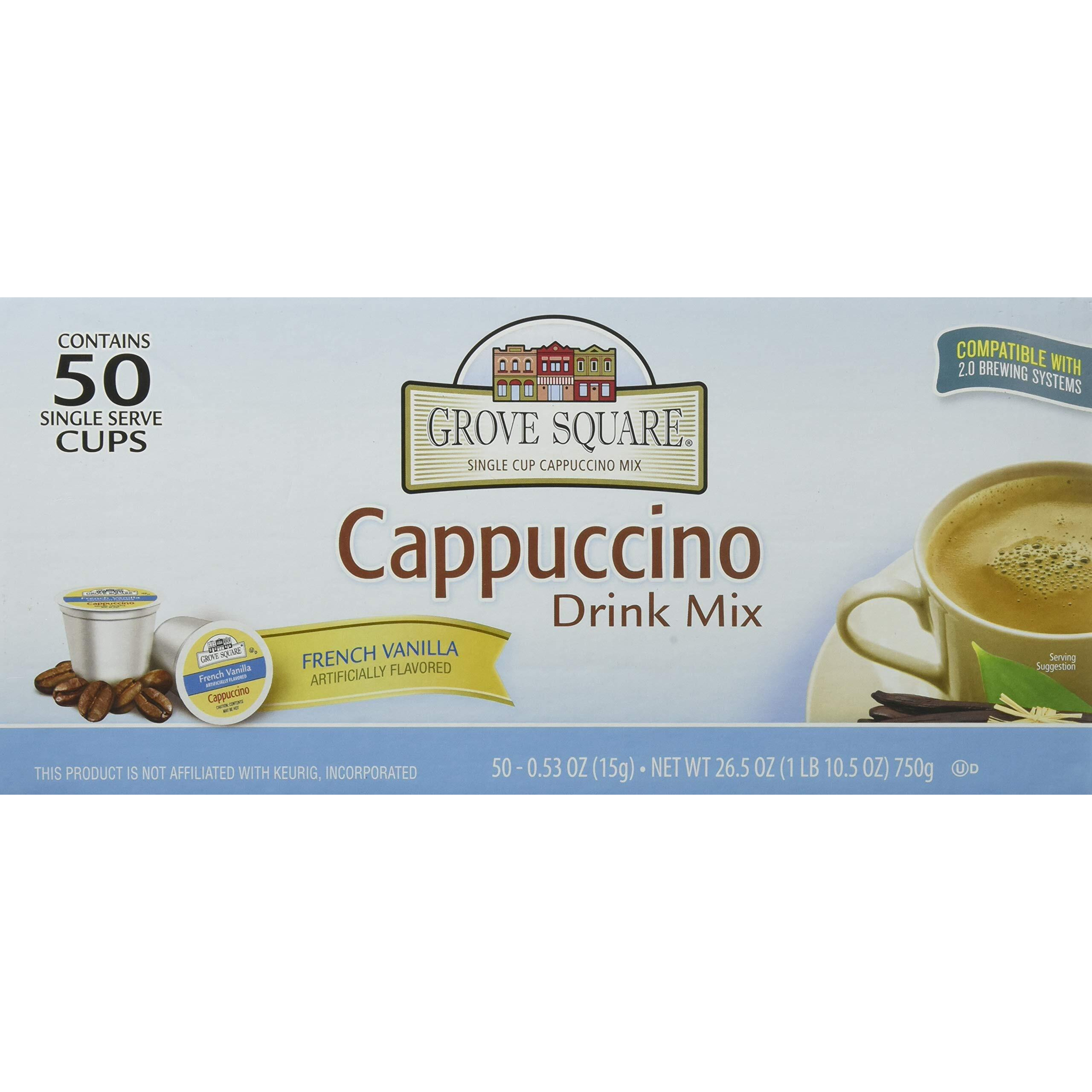 Grove Square Cappuccino Pods, French Vanilla, Single Serve, 50 Count (Pack Of 1) - Packaging May Vary