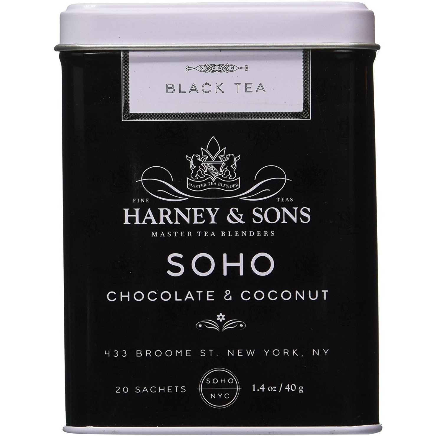 Harney & Sons Soho Chocolate Coconut Tea - 20 Count Sachet Tin