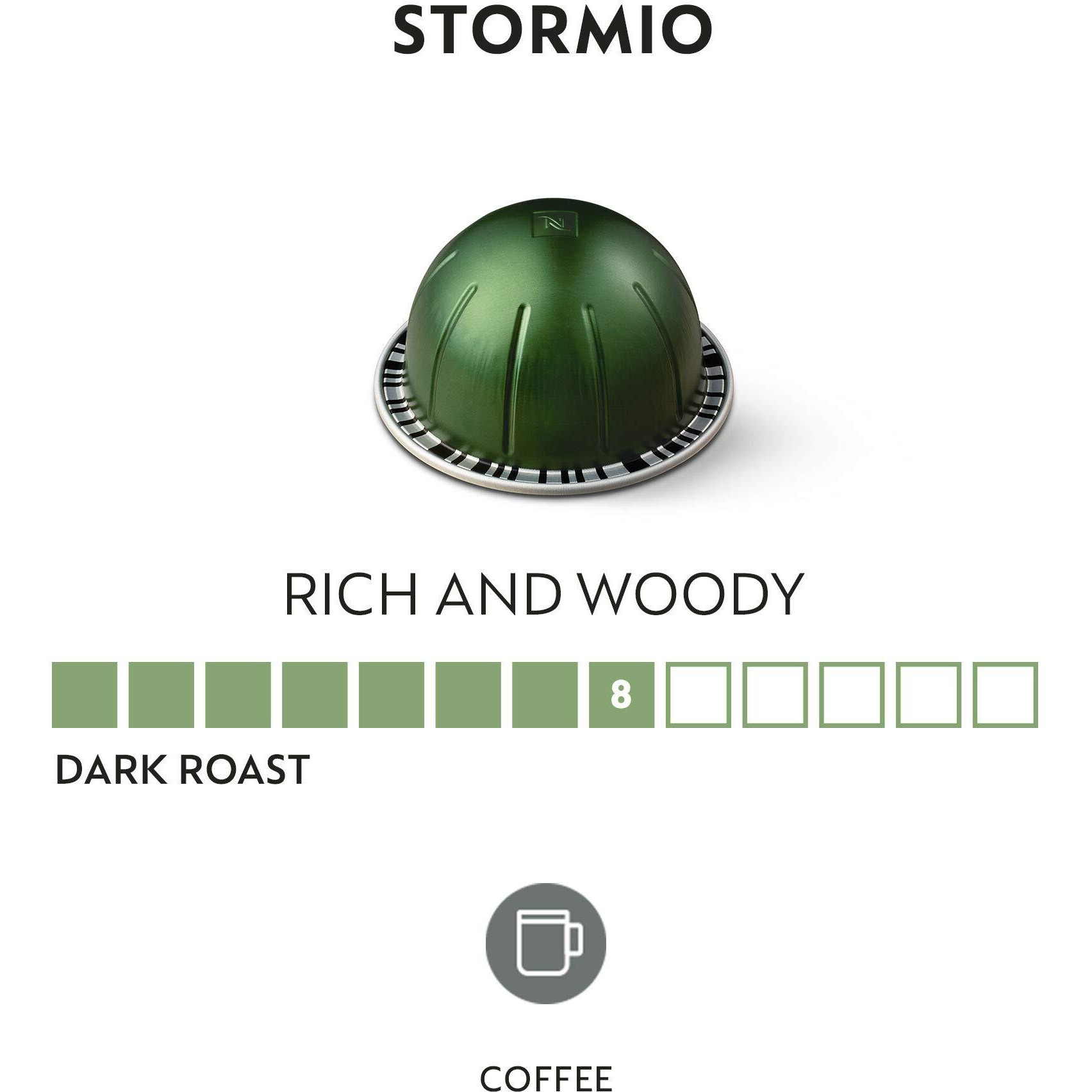 Nespresso Capsules Vertuo, Stormio, Dark Roast Coffee, 30-Count Coffee Pods, Brews 7.8Oz.