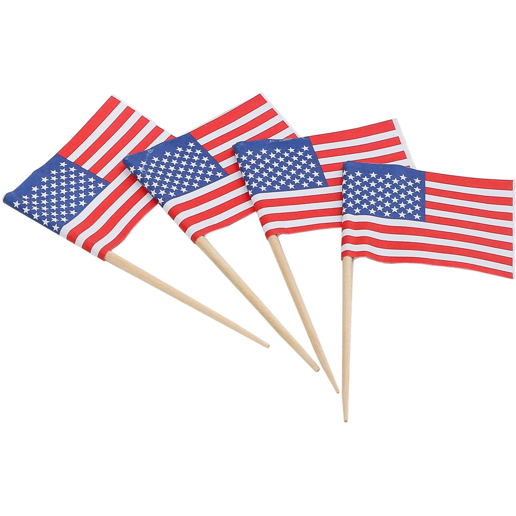 Kingseal American Usa Flag Toothpicks, 2.5 Inch, Ideal For Sandwiches, Appetizers, Cupcake Toppers, And More - 2 Packs Of 144 Each (288 Count),