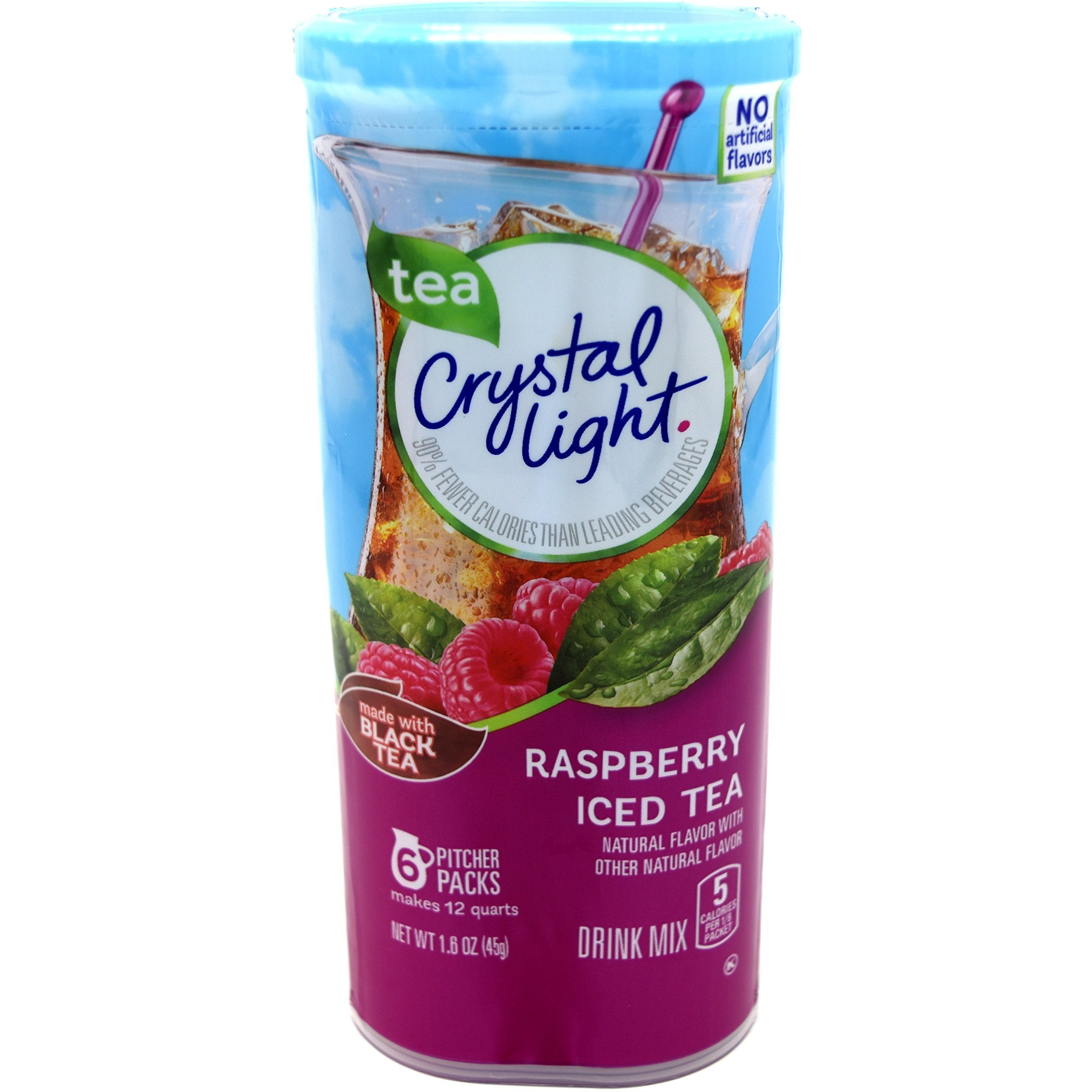 Crystal Light Raspberry Tea, Made With Black Tea, (12-Quart) 1.6-Ounce Canisters (Pack Of 6)