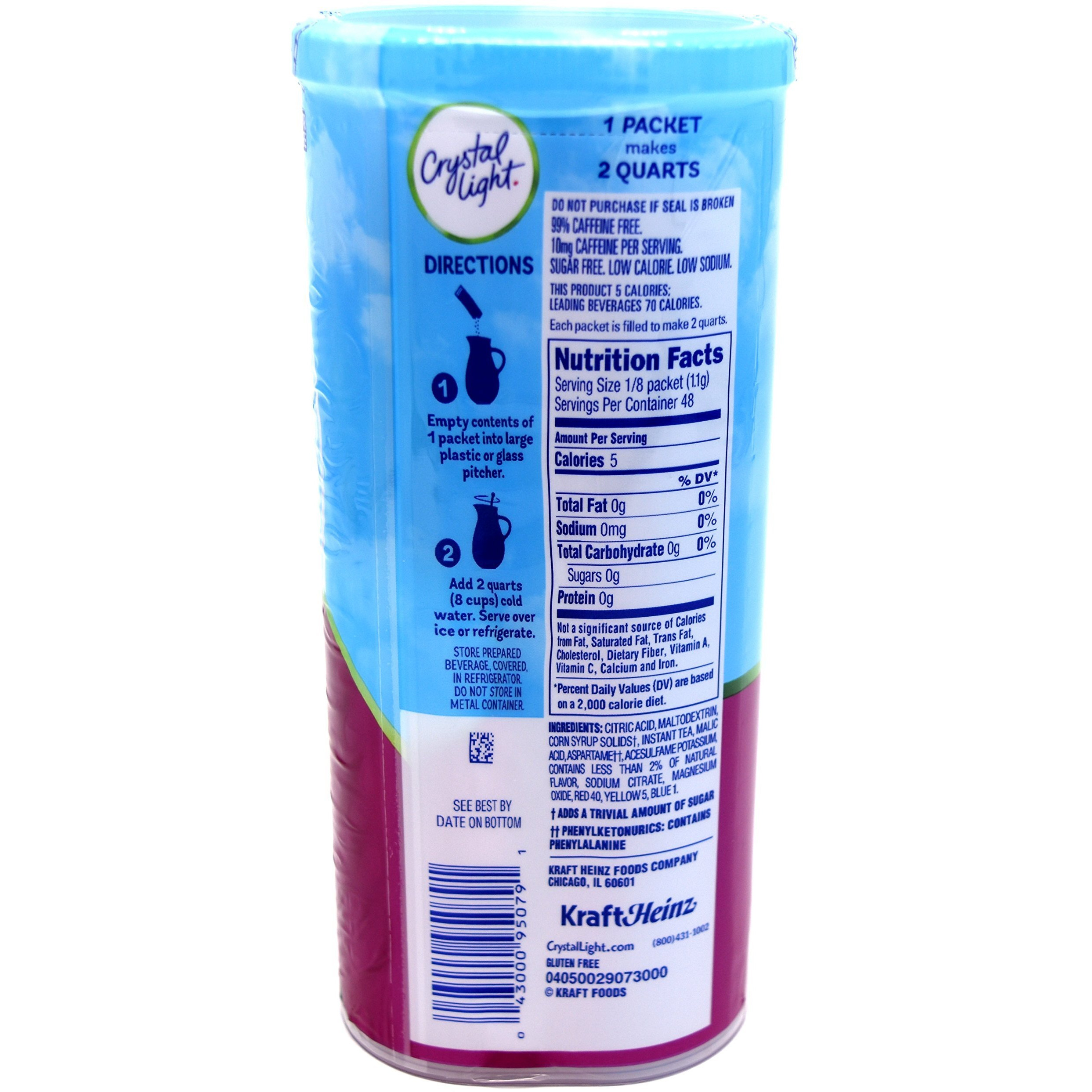 Crystal Light Raspberry Tea, Made With Black Tea, (12-Quart) 1.6-Ounce Canisters (Pack Of 6)