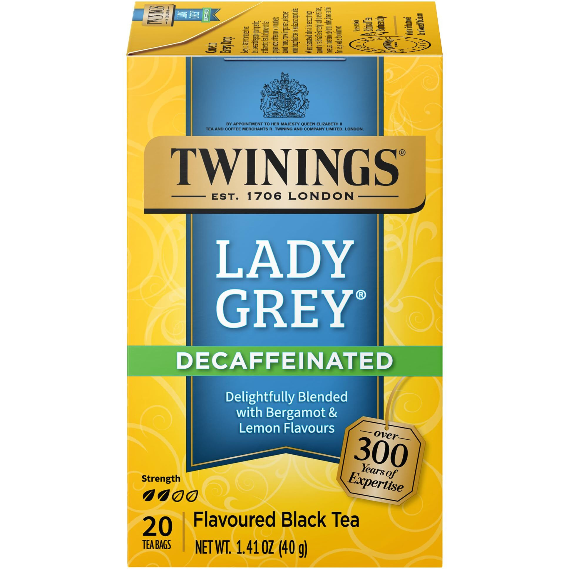 Twinings Decaffeinated Lady Grey Black Tea Individually Wrapped Bags, 20 Count (Pack Of 6), Orange Peel & Lemon Peel, Enjoy Hot Or Iced | Packaging May Vary