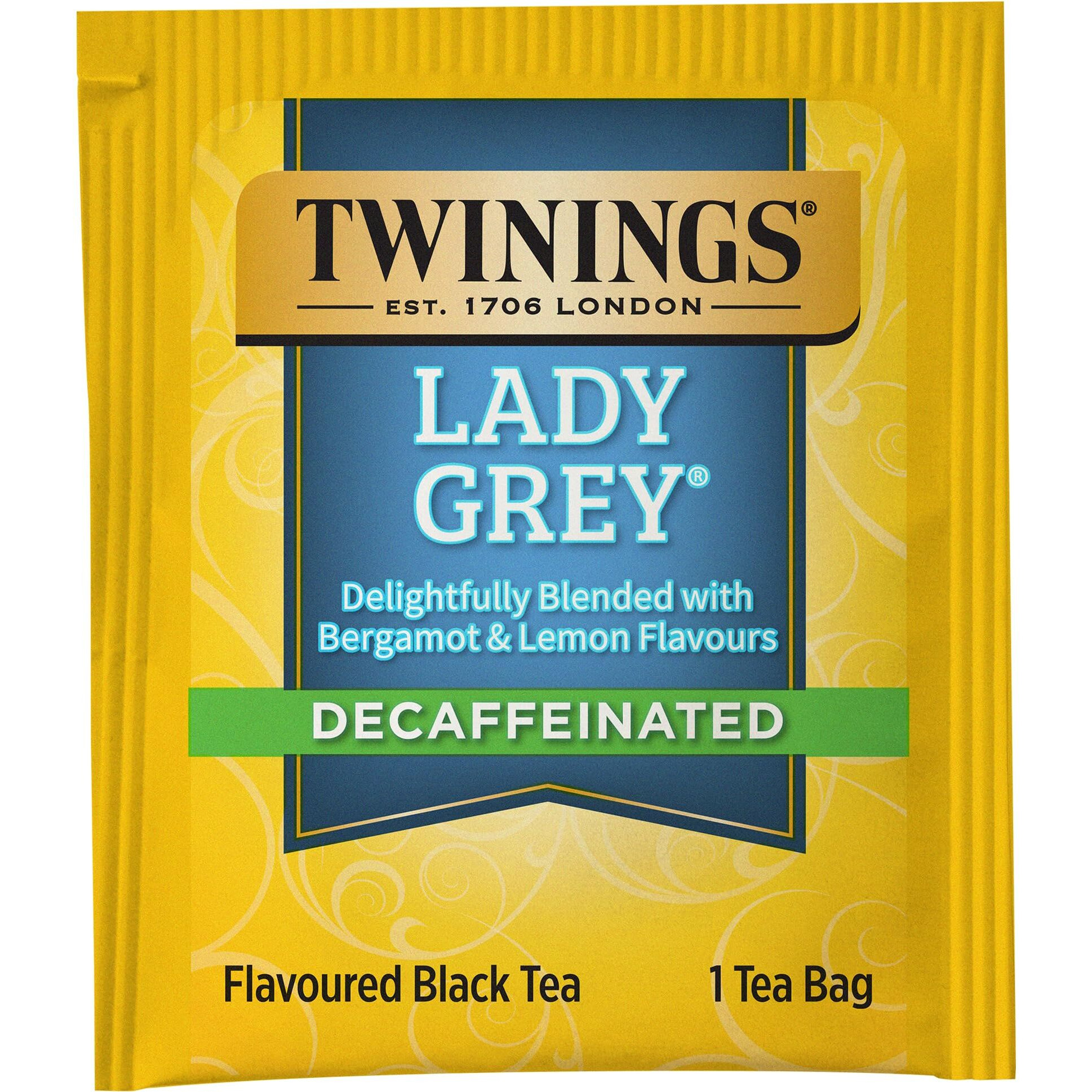 Twinings Decaffeinated Lady Grey Black Tea Individually Wrapped Bags, 20 Count (Pack Of 6), Orange Peel & Lemon Peel, Enjoy Hot Or Iced | Packaging May Vary