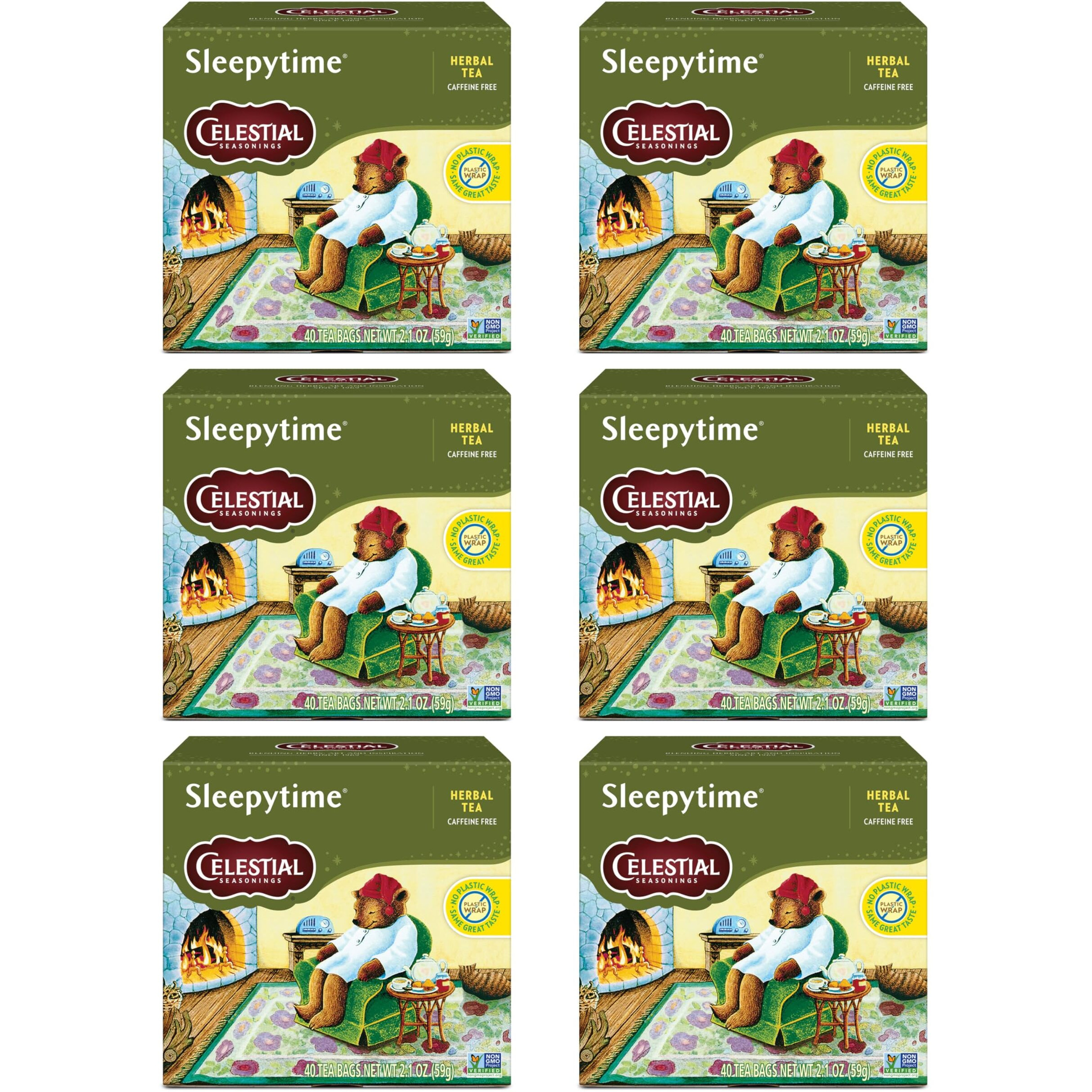 Celestial Seasonings Sleepytime Herbal Tea, Caffeine Free, 40 Tea Bags Box, (Pack Of 6)