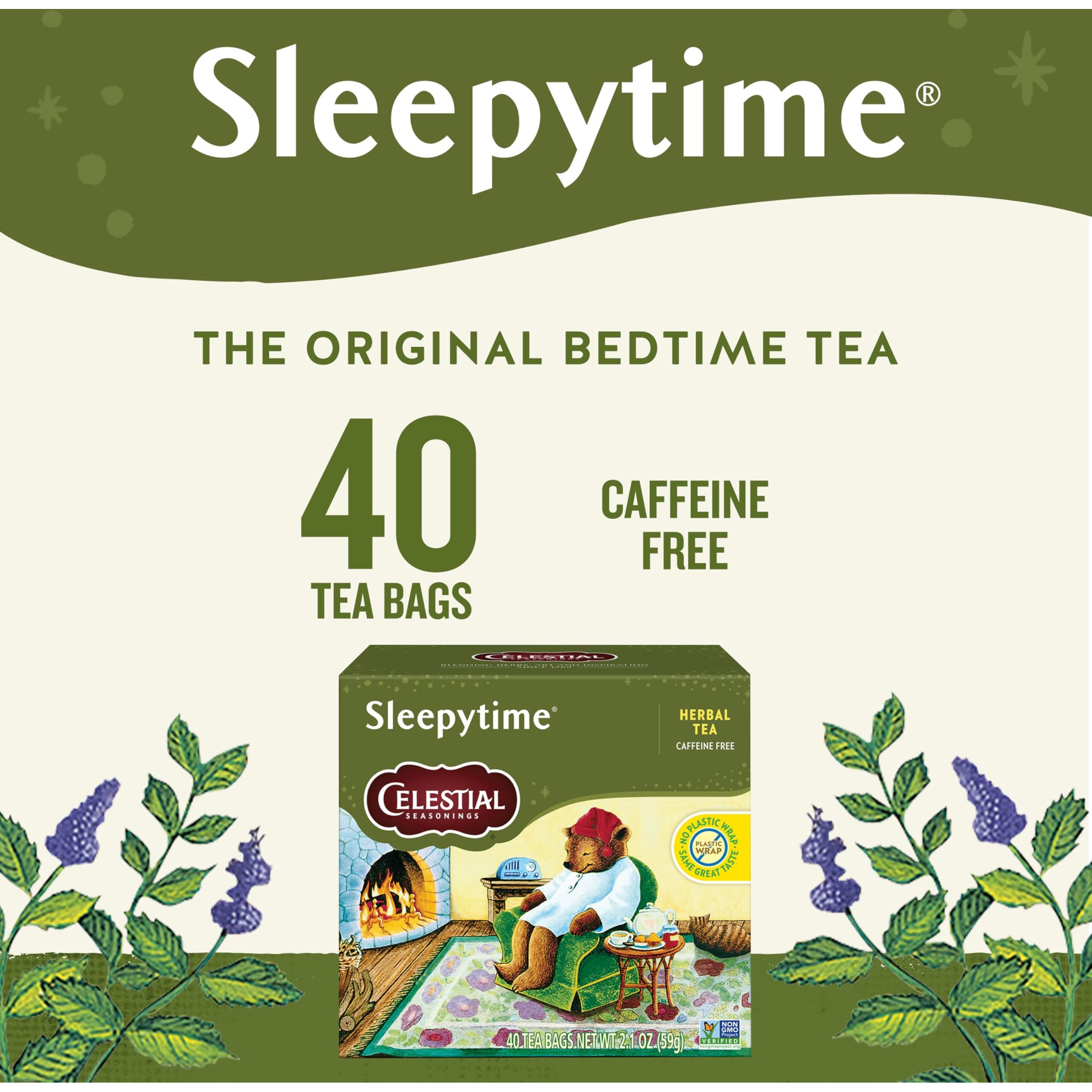 Celestial Seasonings Sleepytime Herbal Tea, Caffeine Free, 40 Tea Bags Box, (Pack Of 6)