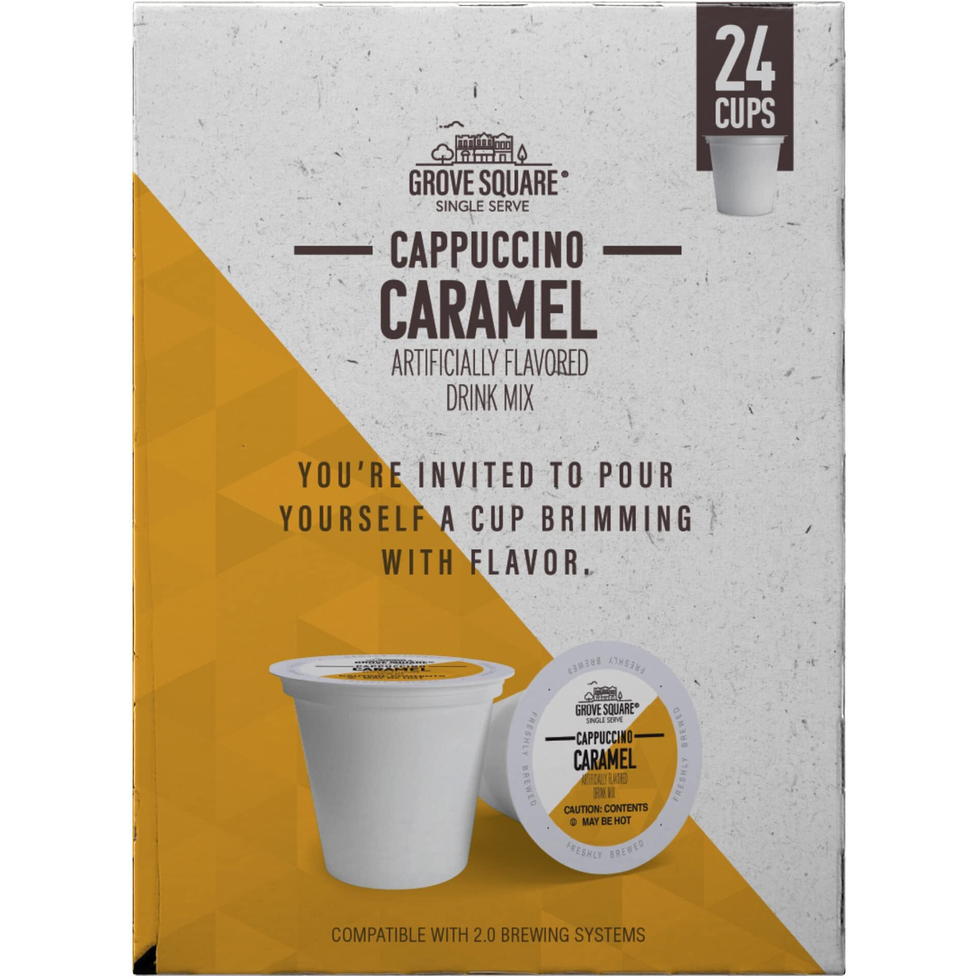 Grove Square Cappuccino Pods, Caramel, Single Serve (Pack Of 24)