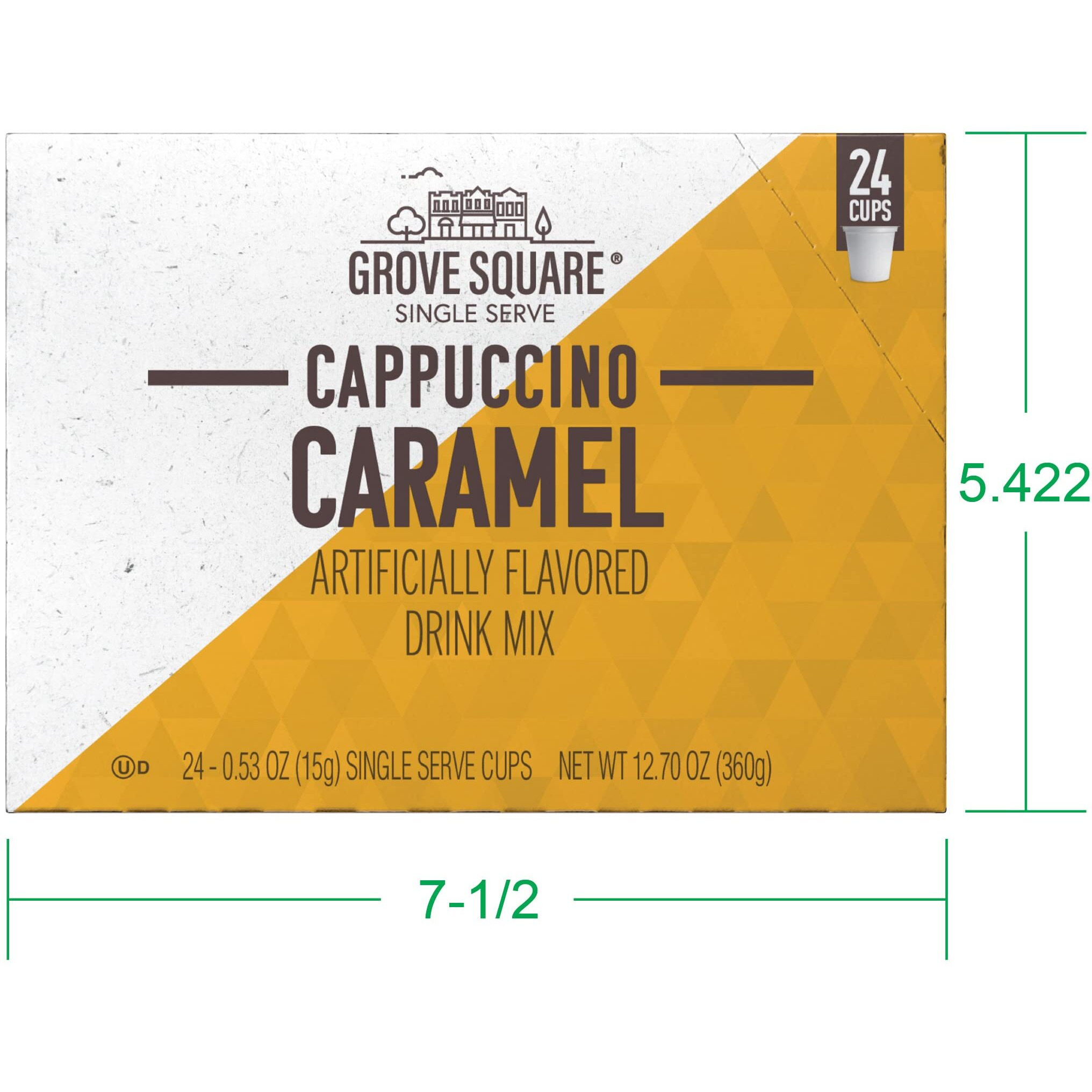 Grove Square Cappuccino Pods, Caramel, Single Serve (Pack Of 24)