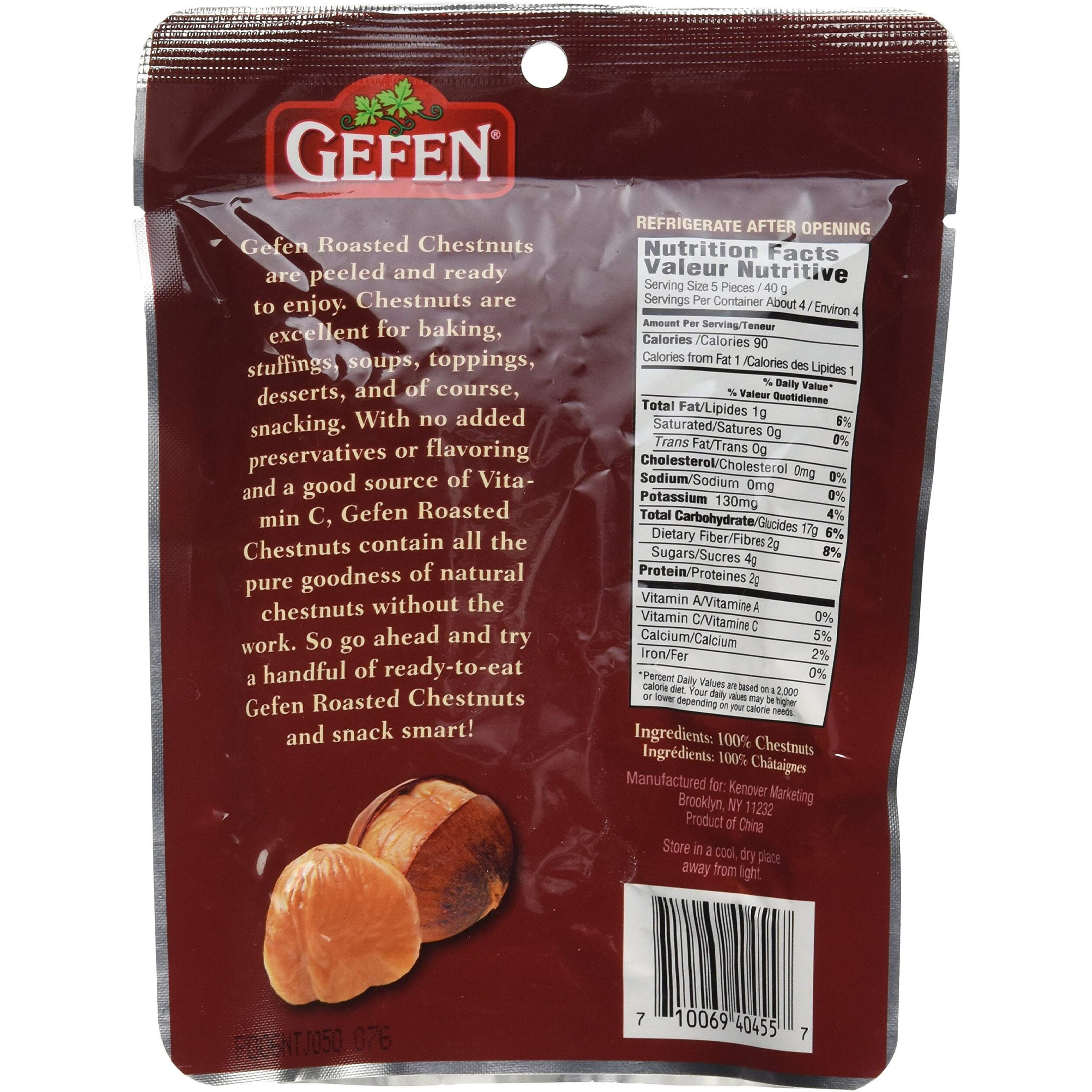 Gefen Whole Chestnuts, Roasted & Peeled , 5.2 Oz, 3 Pk