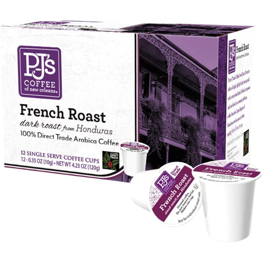 Pj's Coffee - French Roast Single Serve Cups, 12 Count (Pack Of 1)