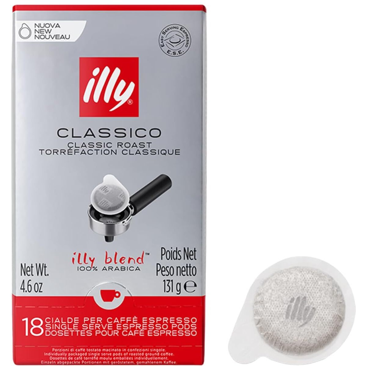 Illy E.S.E. Coffee - Single-Serve Coffee Pods - Classico Medium Roast - Notes Of Chocolate & Caramel - For E.S.E Coffee Machines - Extraordinary Aroma & Body - 18 Count