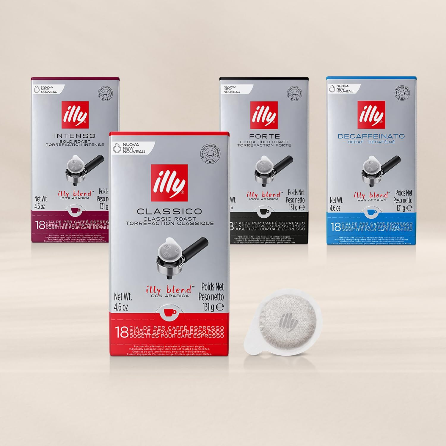 Illy E.S.E. Coffee - Single-Serve Coffee Pods - Classico Medium Roast - Notes Of Chocolate & Caramel - For E.S.E Coffee Machines - Extraordinary Aroma & Body - 18 Count
