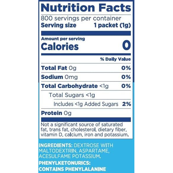Equal 0 Calorie Sweetener, Aspartame And Acesulfame-K Sweetener Packets, Zero Calorie Sugar Alternative, Erythritol Free, 800 Ct (Pack Of 1)