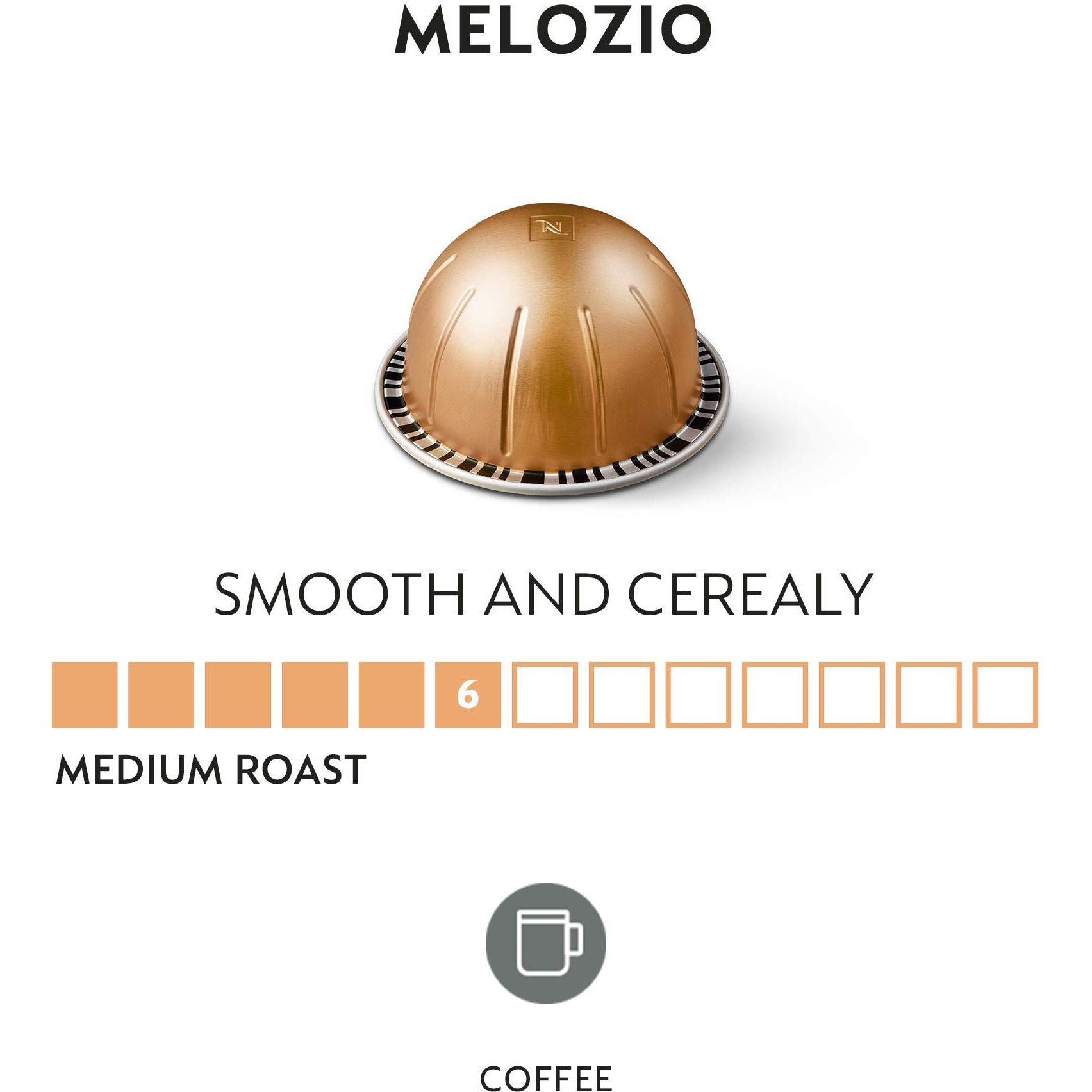 Nespresso Capsules Vertuo, Melozio, Medium Roast Coffee, 30-Count Coffee Pods, Brews 7.8Oz.