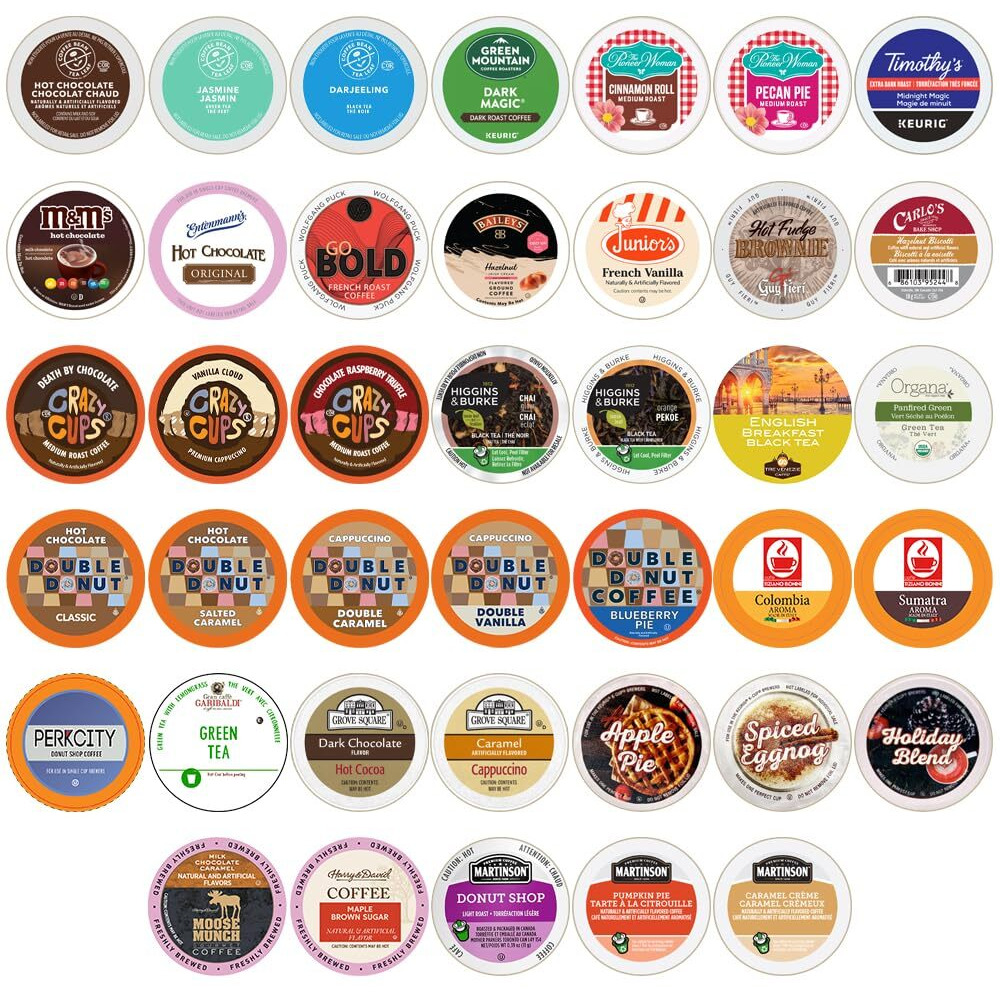 Perfect Samplers Coffee, Tea, Cider,Cappuccino For Keurig K Cups Brewers, Mix 40 Count