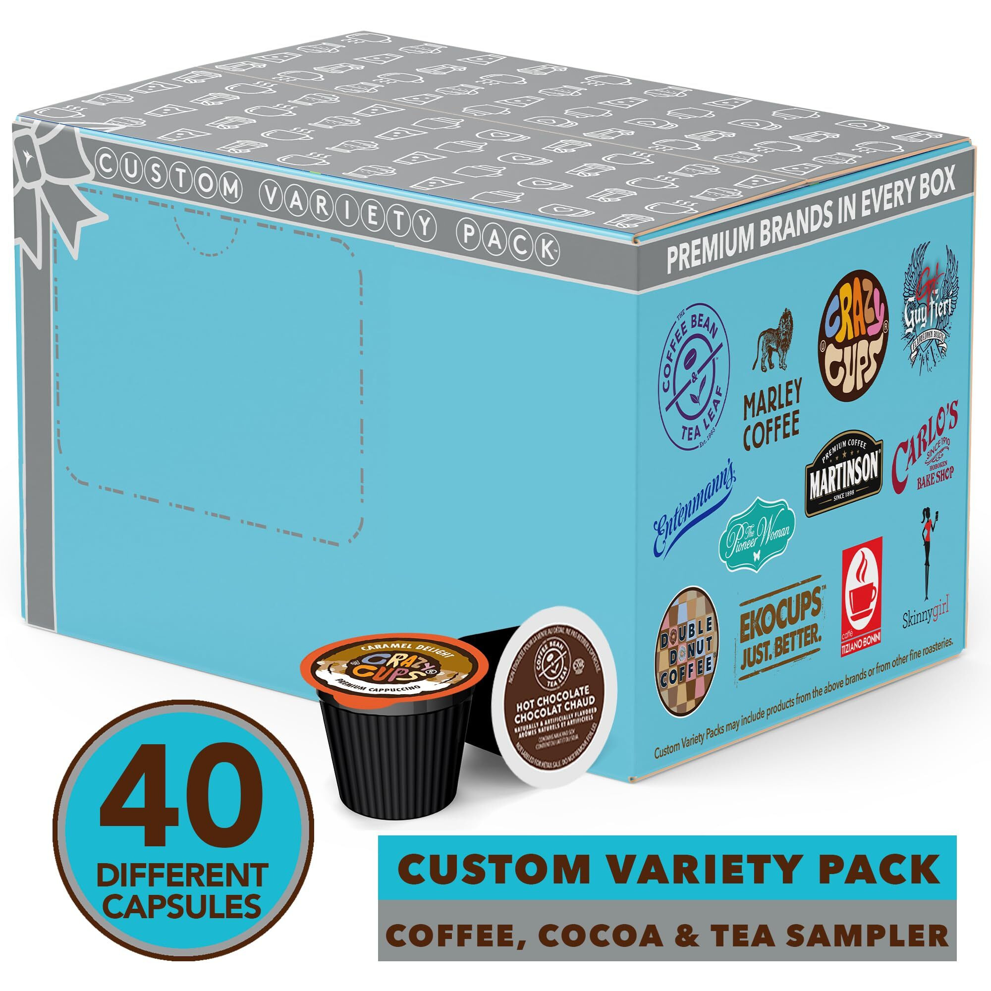 Perfect Samplers Coffee, Tea, Cider,Cappuccino For Keurig K Cups Brewers, Mix 40 Count