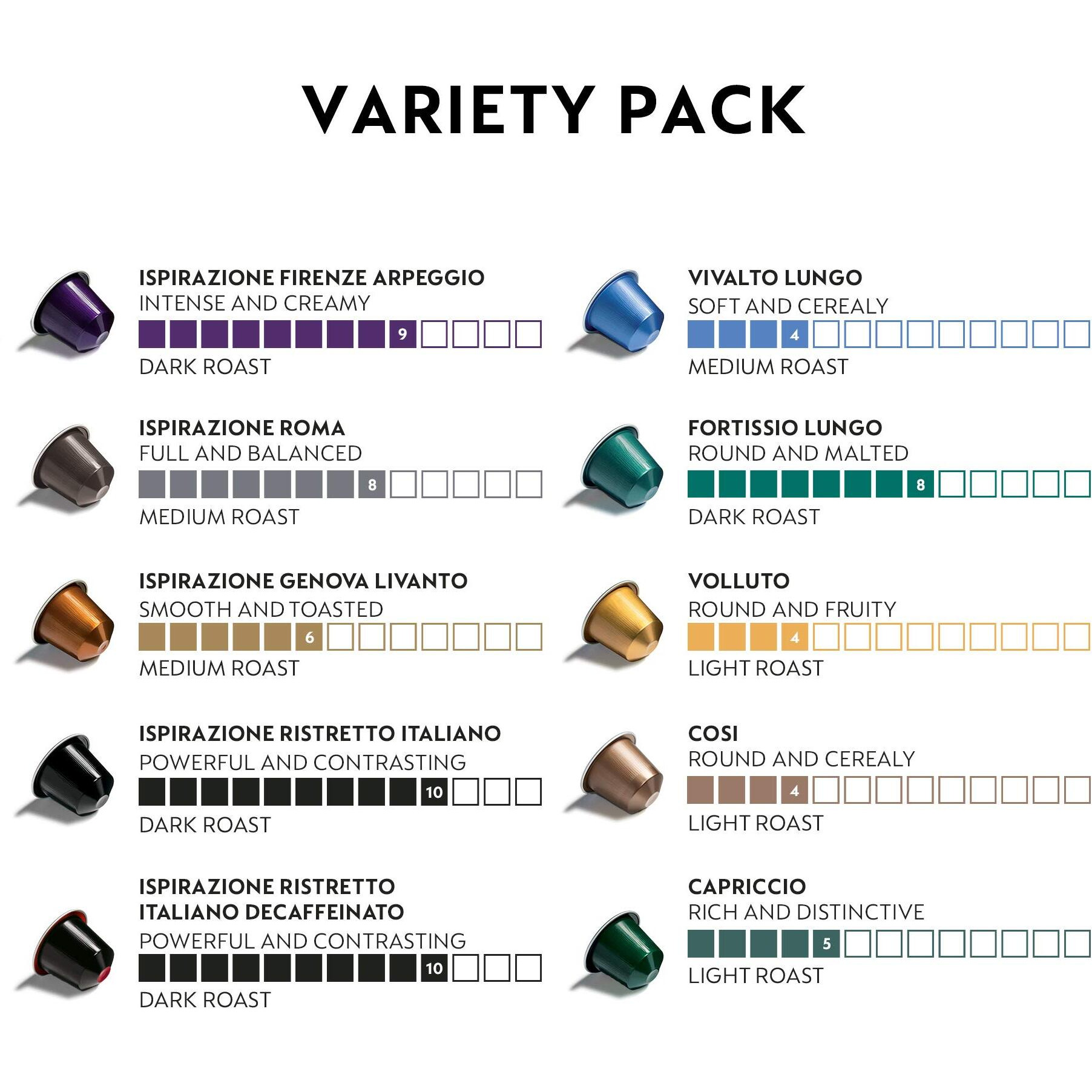 Nespresso Capsules Original Line, Ispirazione Espresso Variety Pack, Medium Roast Espresso Coffee, 100 Count Espresso Coffee Pods