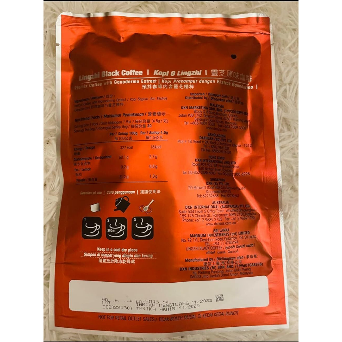 Dxn Lingzhi Black Coffee 3 In 1 Instant Coffee