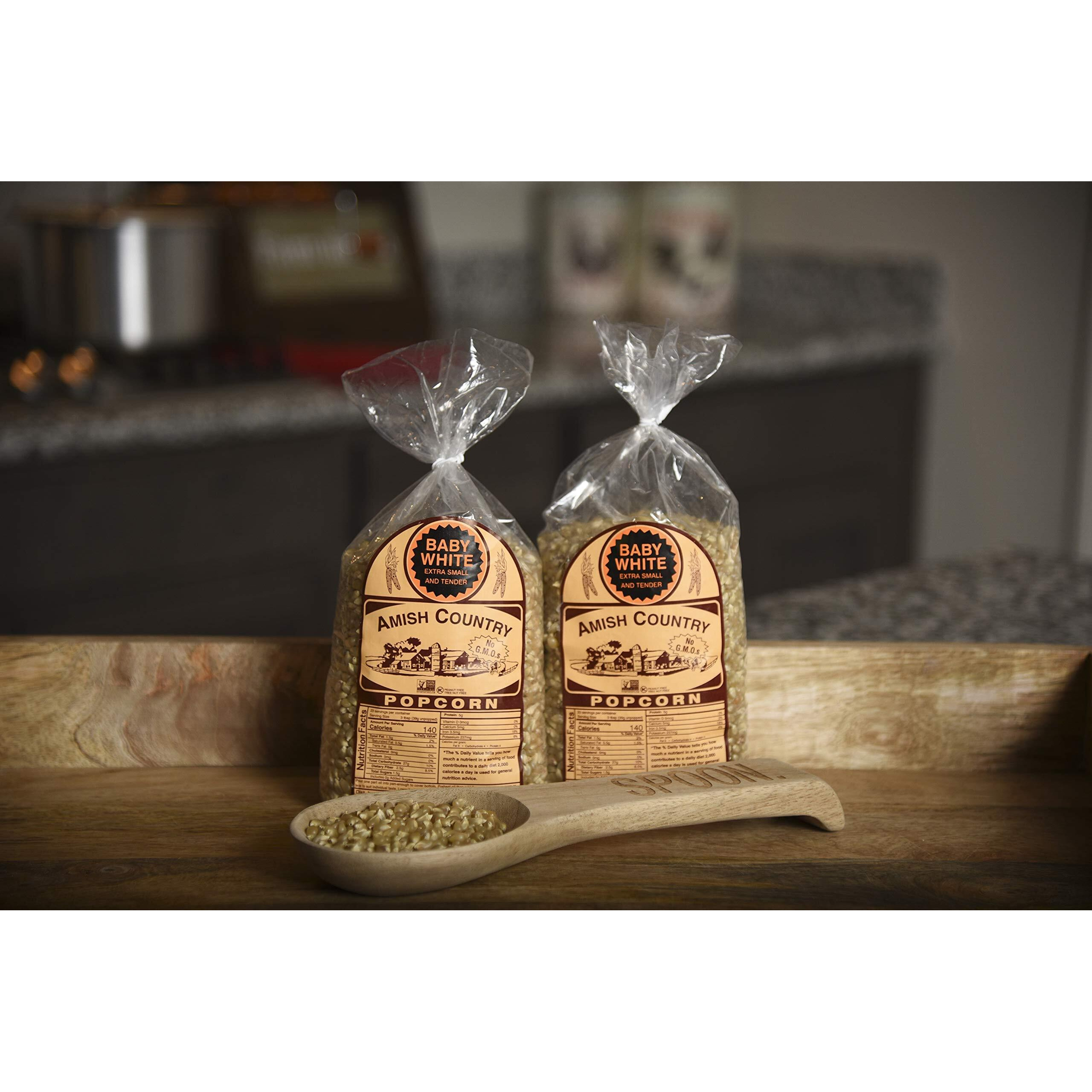 Amish Country Popcorn | 2-2 Lb Bags | Baby White Popcorn Kernels | Small And Tender | Old Fashioned, Non-Gmo And Gluten Free