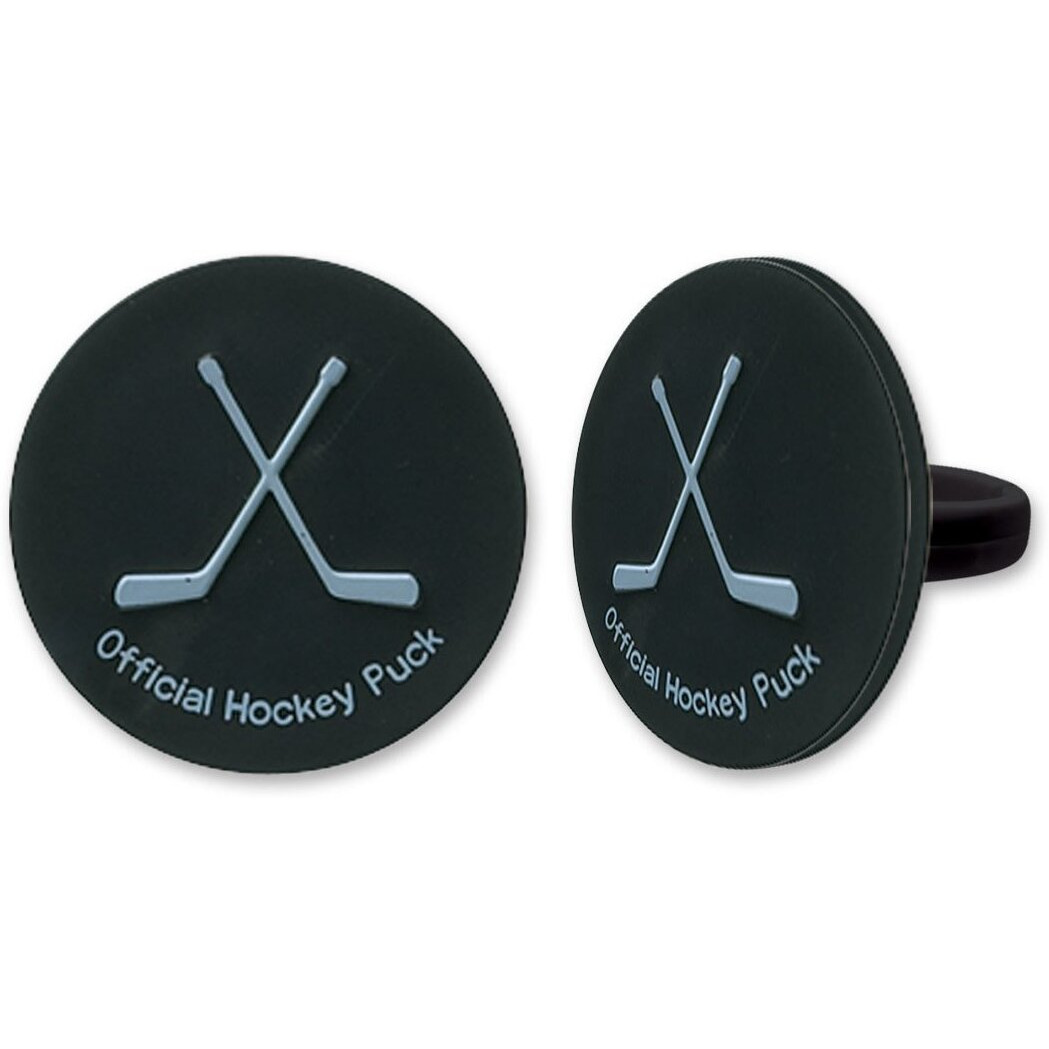 Hockey Puck Ring Cake Cupcake Topper (24-Pack)
