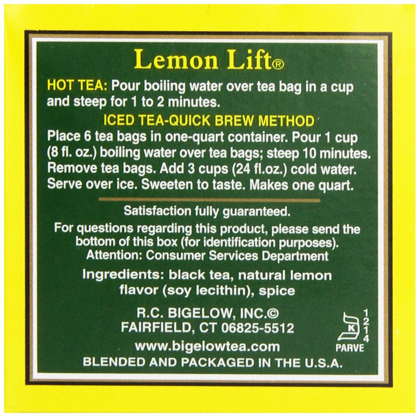 Bigelow, Black Tea, Lemon Lift, 20 Tea Bags, 1.37 Oz (38 G)