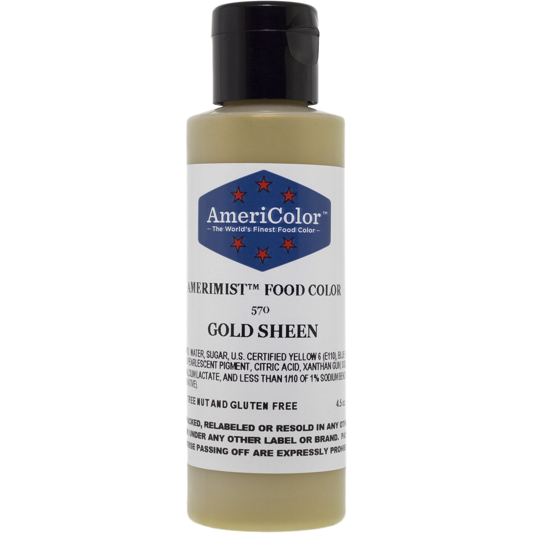 Americolor Amerimist Edible Paint And Airbrush Food Color, 4 1/2-Ounce, Gold Sheen