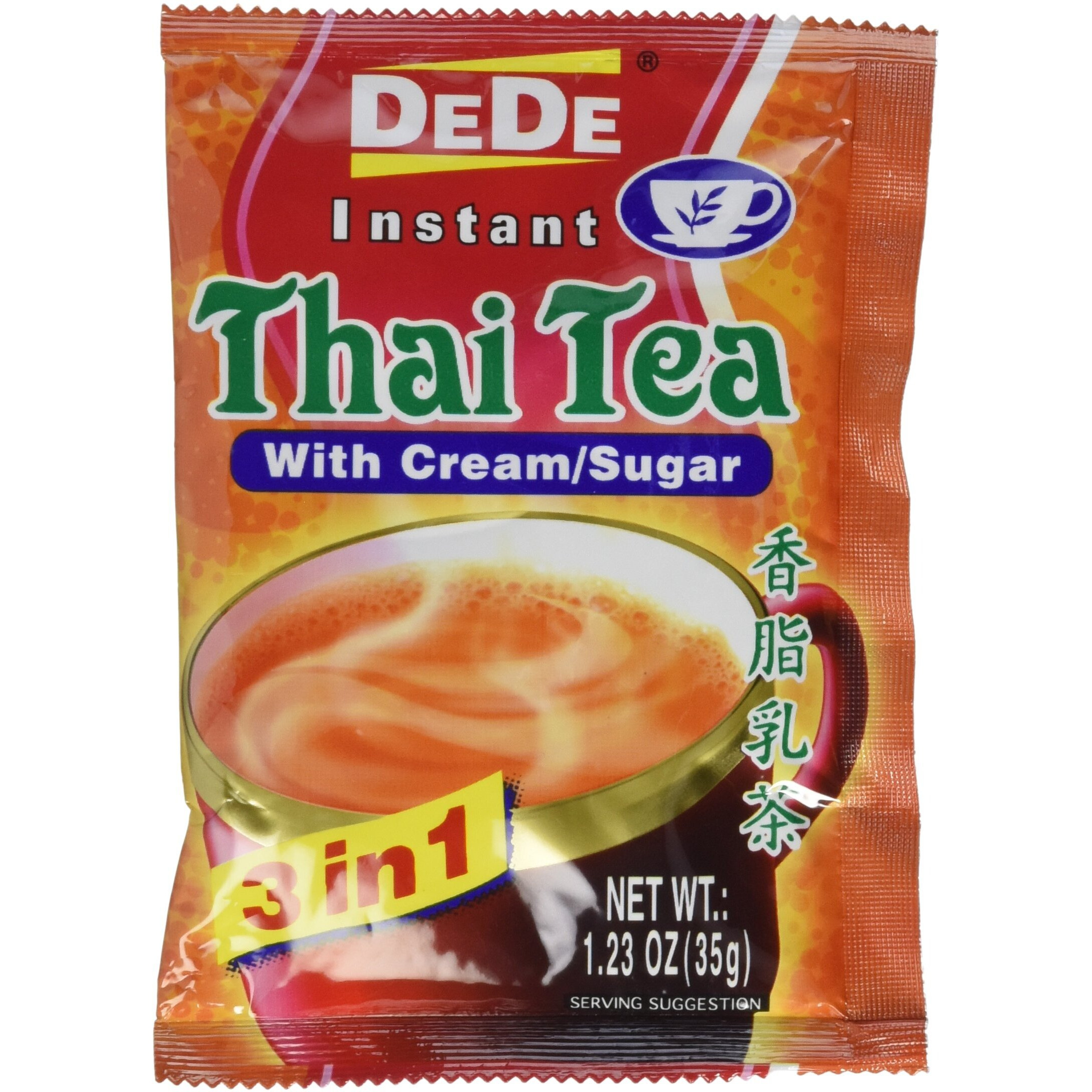 Unknown Dede Instant Thai Tea Drink With And Sugar 12 Pockets, Cream, 14.76 Ounce