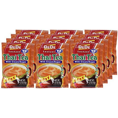 Unknown Dede Instant Thai Tea Drink With And Sugar 12 Pockets, Cream, 14.76 Ounce