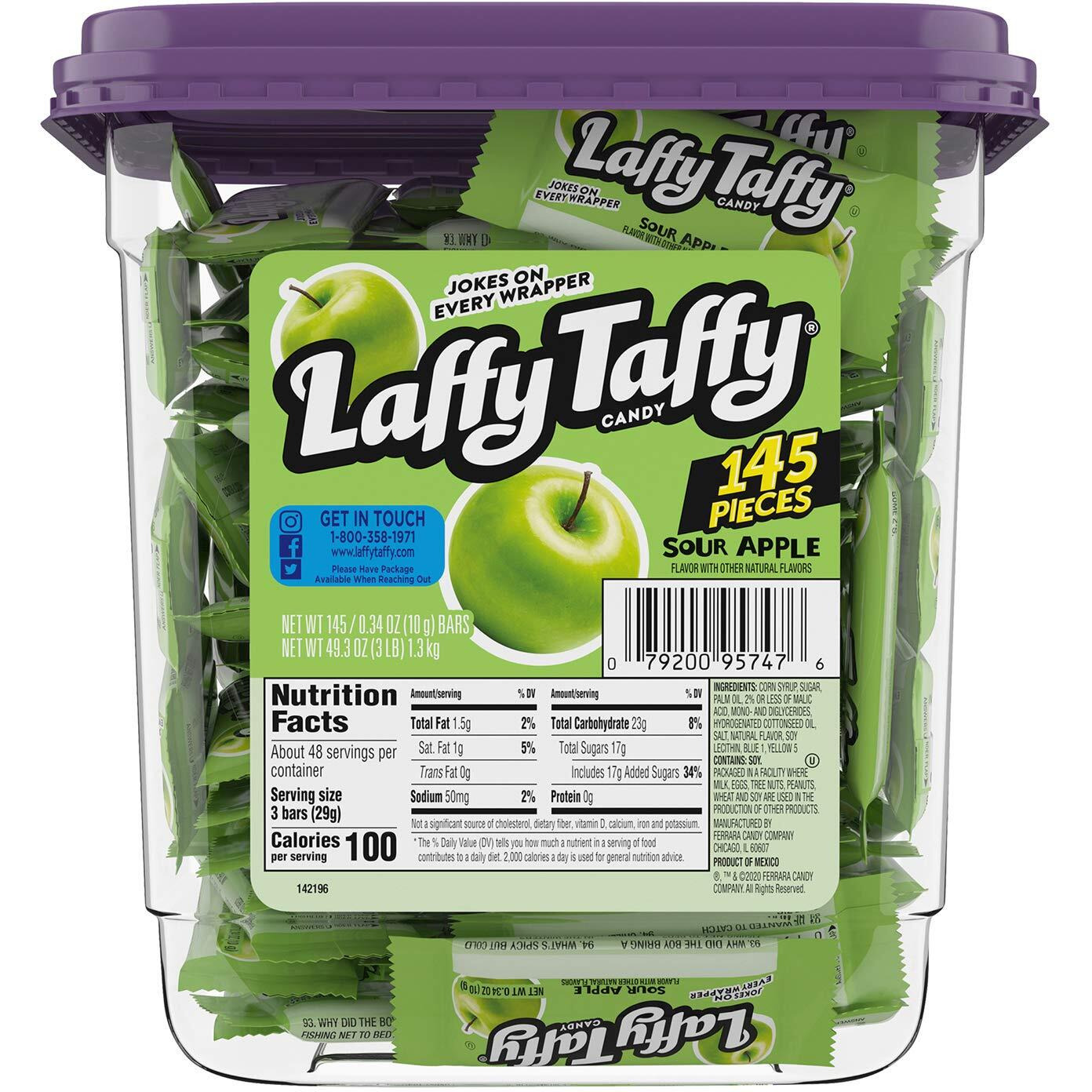 Laffy Taffy Candy, Sour Apple Flavor, 145 Pieces