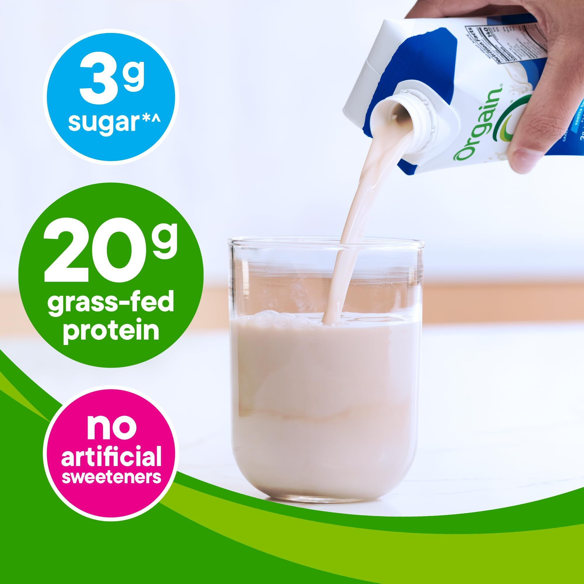 Orgain Clean Protein Shake, Grass Fed Dairy, Vanilla Bean - 20G Whey High Protein, Kosher, Ready To Drink, Low Net Carbs, Gluten Free, No Soy Ingredients, 11 Fl Oz (Pack Of 12)