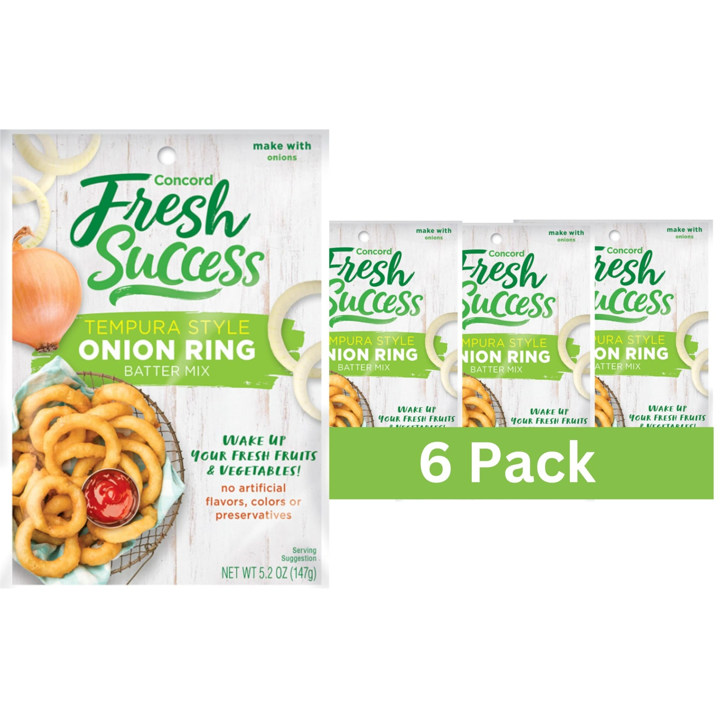 Concord Foods Tempura Onion Ring Batter Crispy Perfection In Every Bite - Traditional Recipe For Delicious Homemade Onion Rings 5.2 Oz Pouch (Pack Of 6)