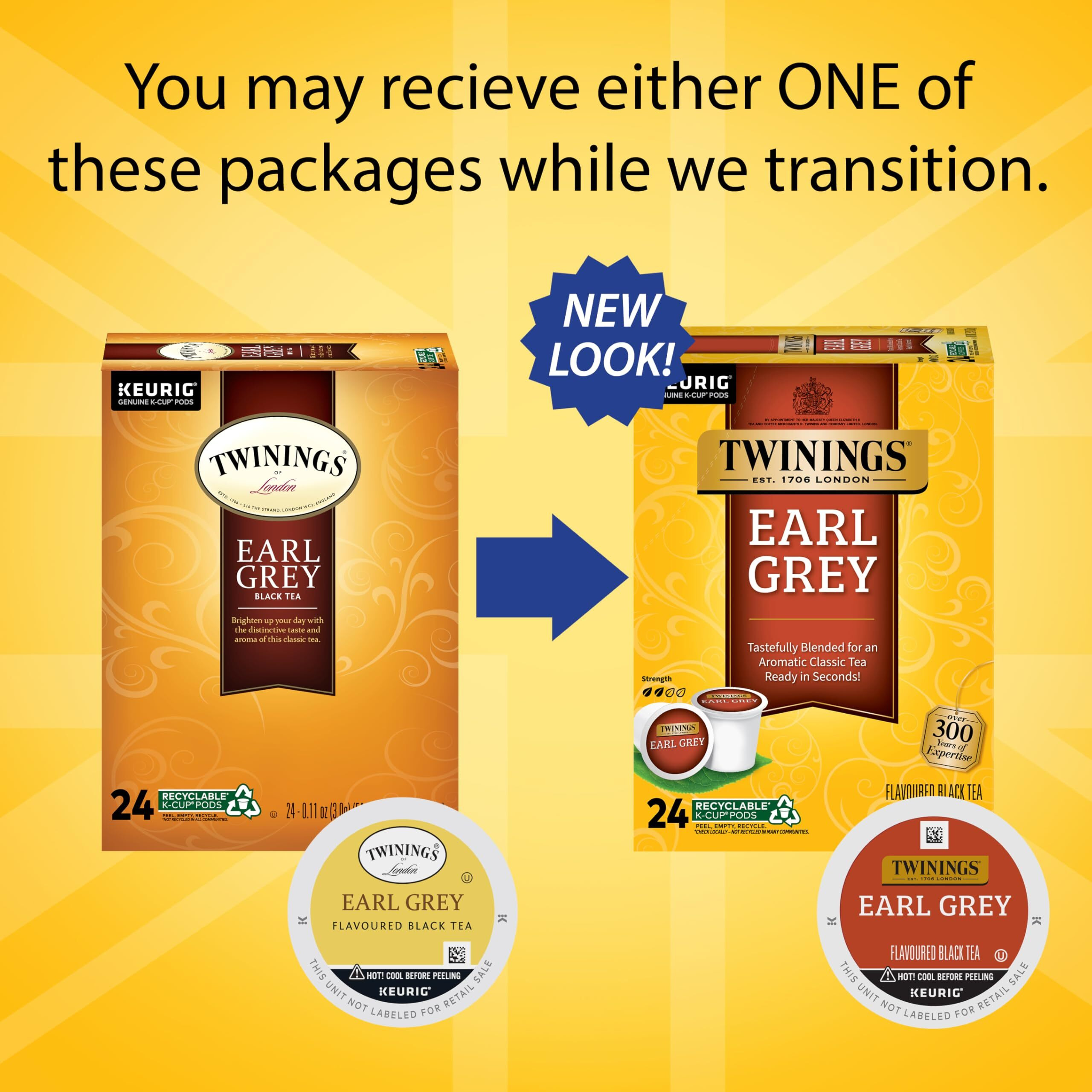 Twinings Earl Grey Black Tea K-Cup Pods For Keurig, 24 Count (Pack Of 2), Flavoured With Citrus And Bergamot, Caffeinated, Enjoy Hot Or Iced