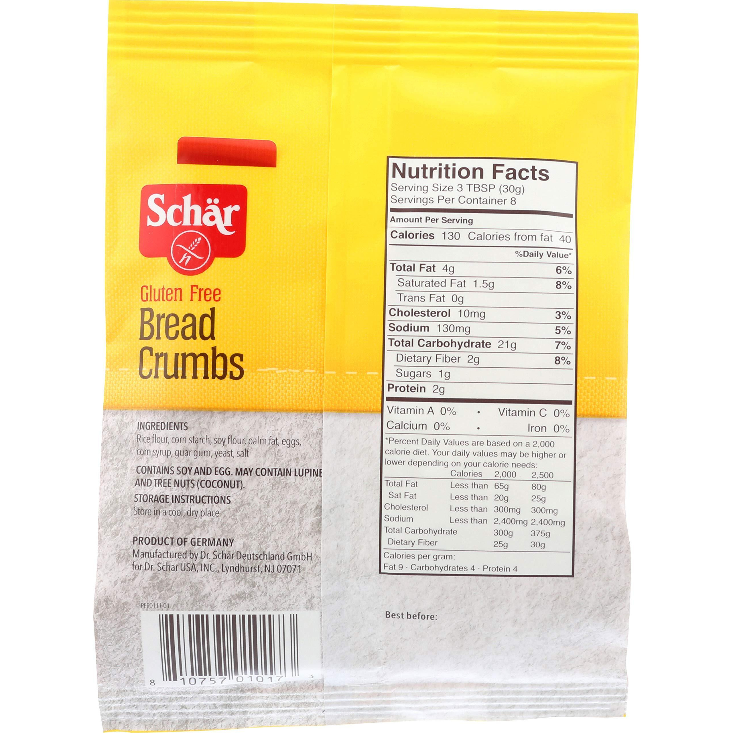 Schar - Bread Crumbs - Certified Gluten Free - No Gmo's, Wheat, Lactose Or Perservatives - (8.8 Oz) 6 Pack