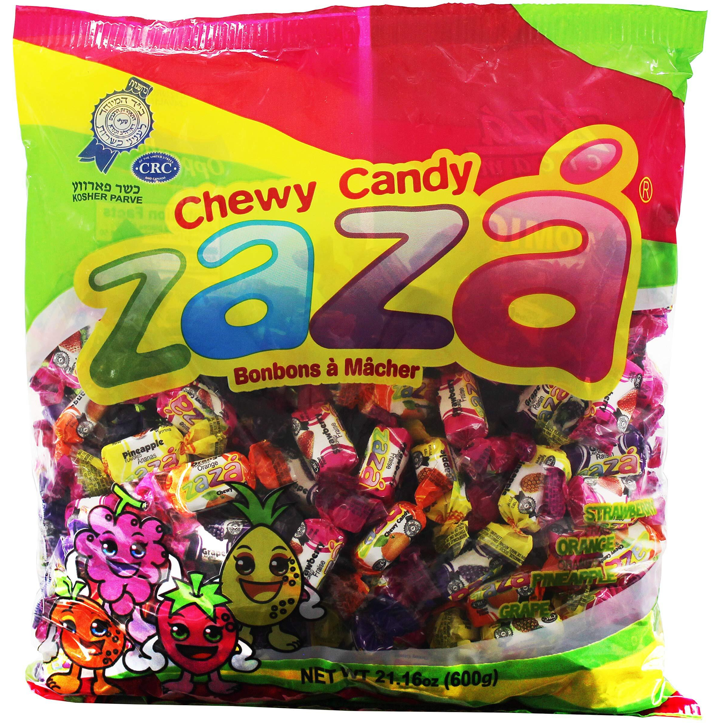 Zaza Assorted Bulk Chewy Candy, Colorful Flavorful Fruity Individually Wrapped Kosher Sweet Candies, Halloween Trick Or Treat, Variety Pack For Holiday Party, Valentines, Christmas, Thanksgiving, Or Office Reception Desk As Seen Bh Photo & Chase Bank