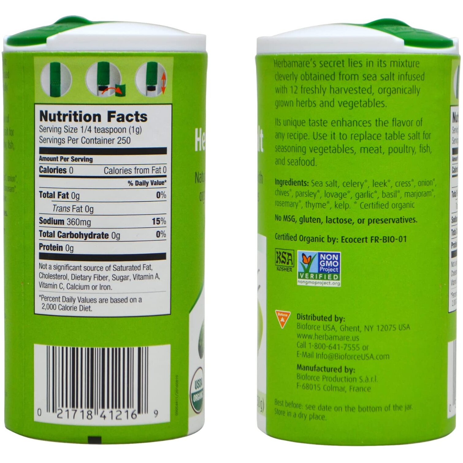 A.Vogel Herbamare Herbed Sea Salt - Natural Fine Sea Salt Infused With 12 Herbs & Vegetables - Free Of Artificial Flavors & Preservatives - Non-Gmo, Keto, Paleo-Friendly, Usda Organic - 8.8Oz (2 Pack)