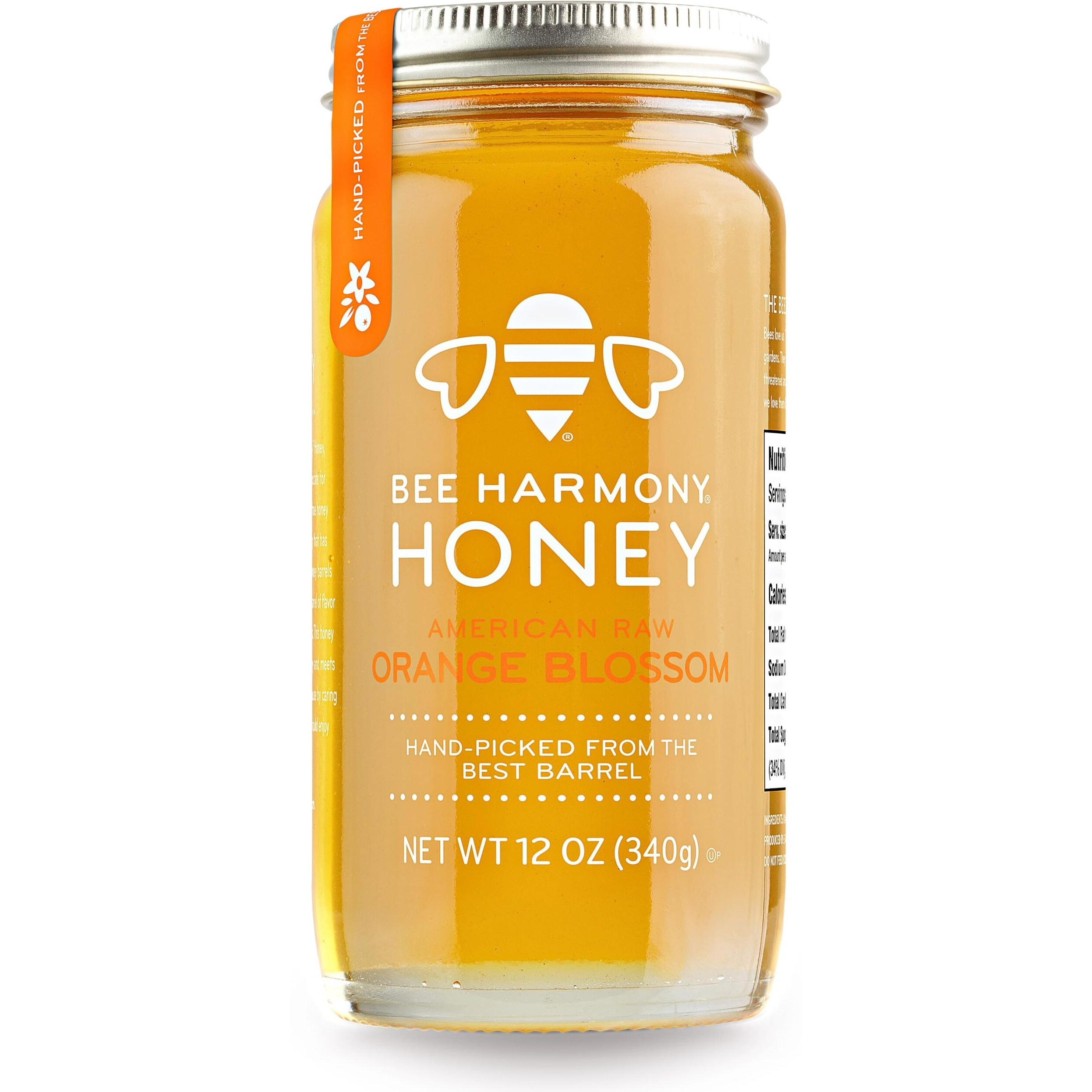 Bee Harmony American Raw Orange Blossom Honey, 12 Ounce