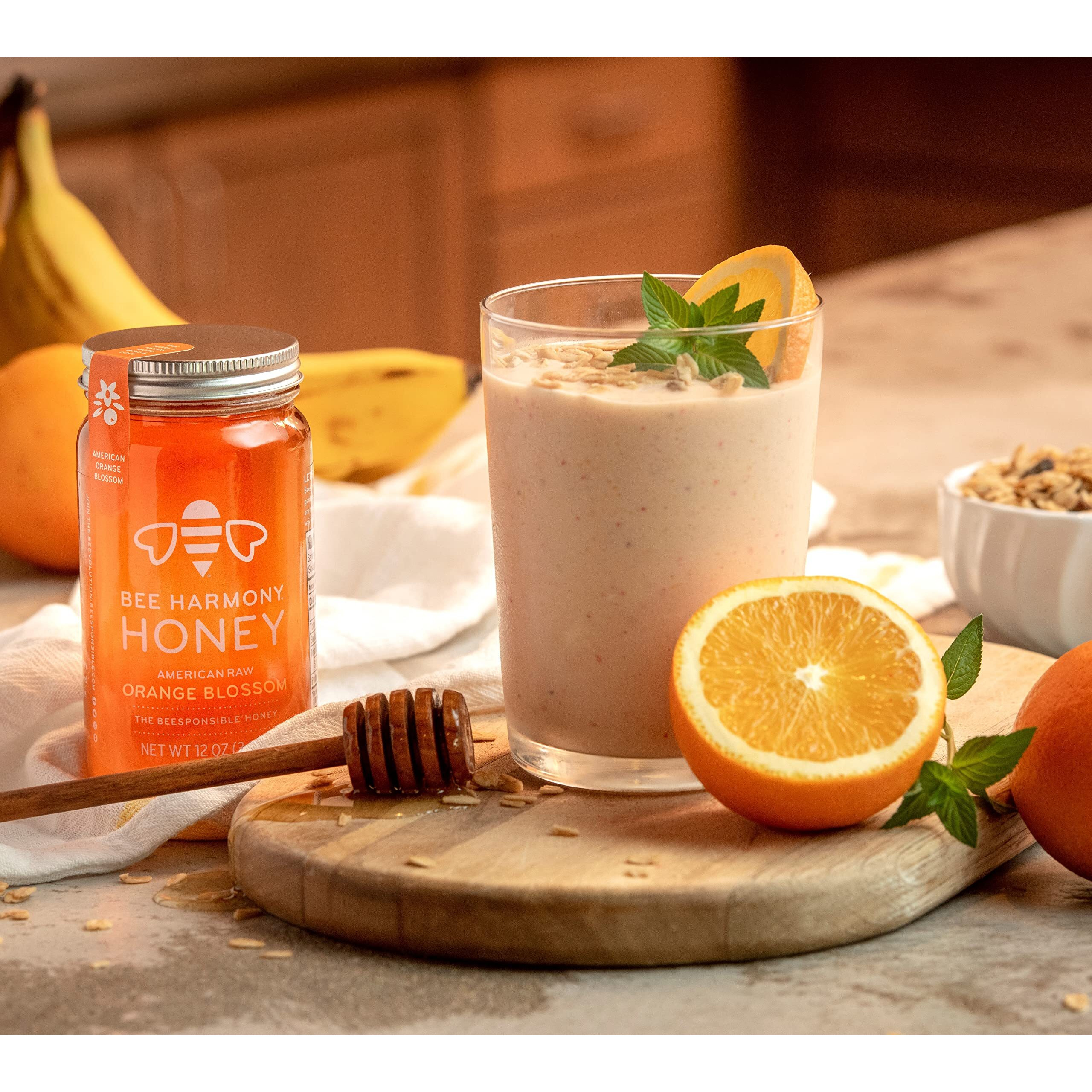 Bee Harmony American Raw Orange Blossom Honey, 12 Ounce