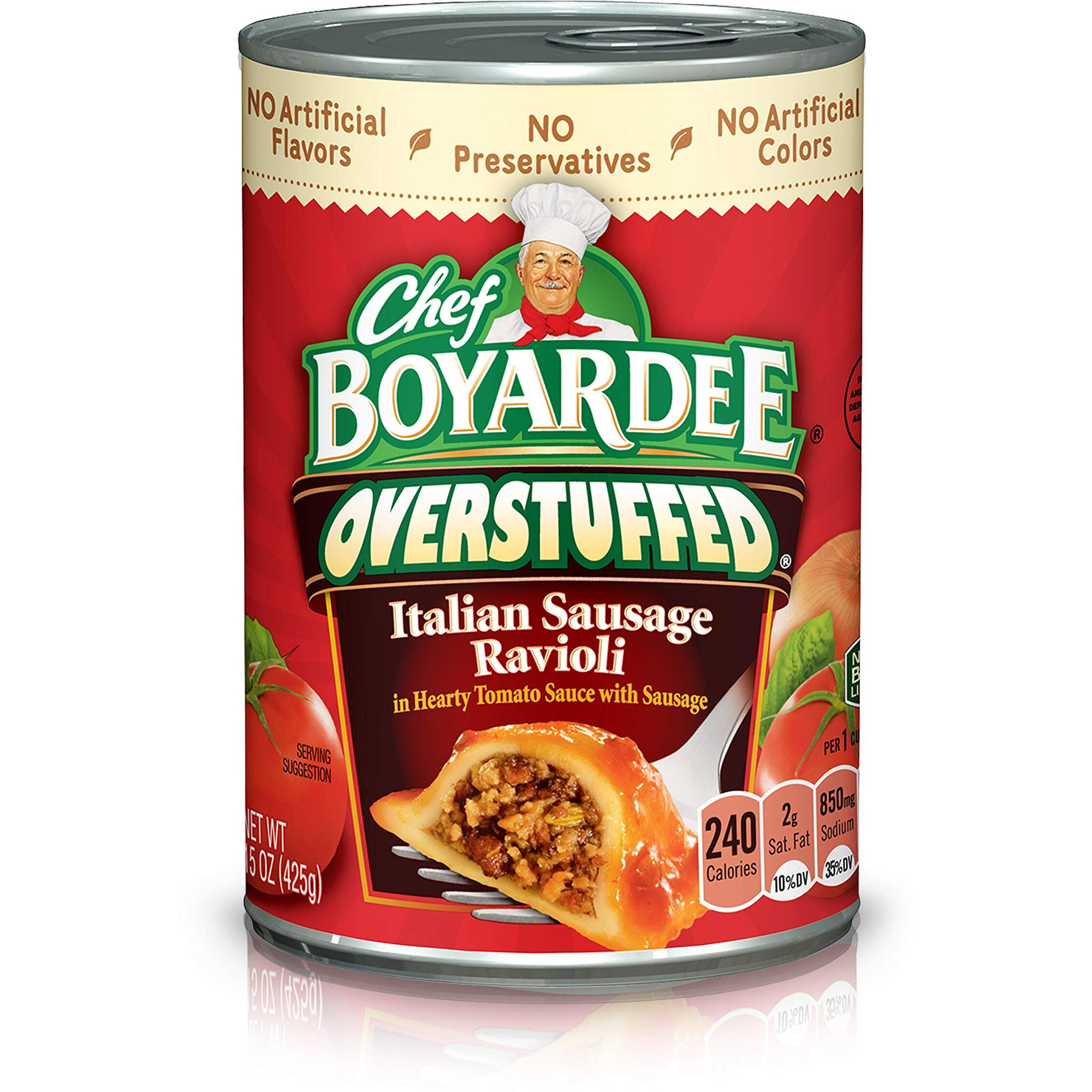 Chef Boyardee Overstuffed Italian Sausage Ravioli, 15 Oz, 12 Pack