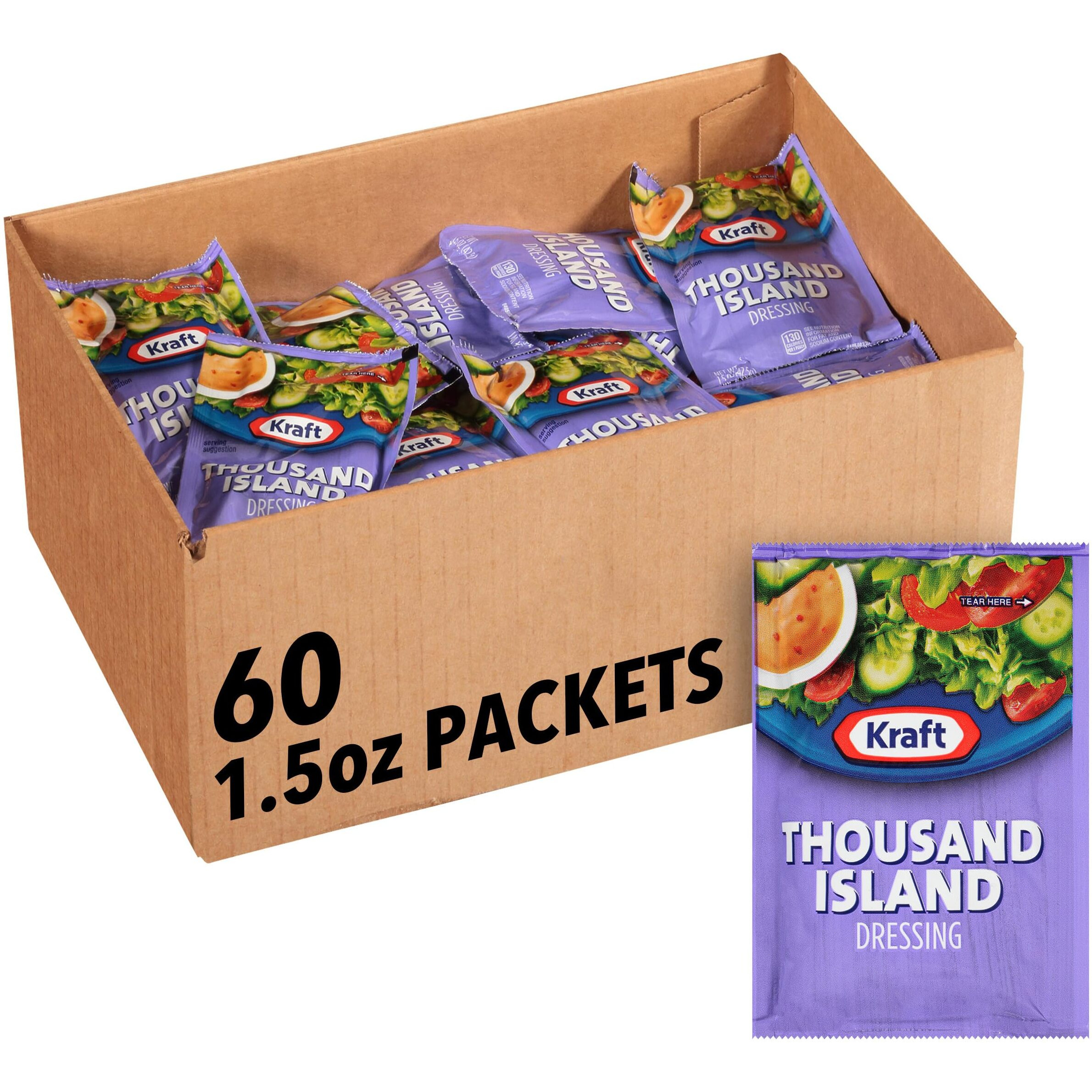 Kraft Thousand Island Salad Dressing Single Serve Packet (1.5 Oz Packets, Pack Of 60)