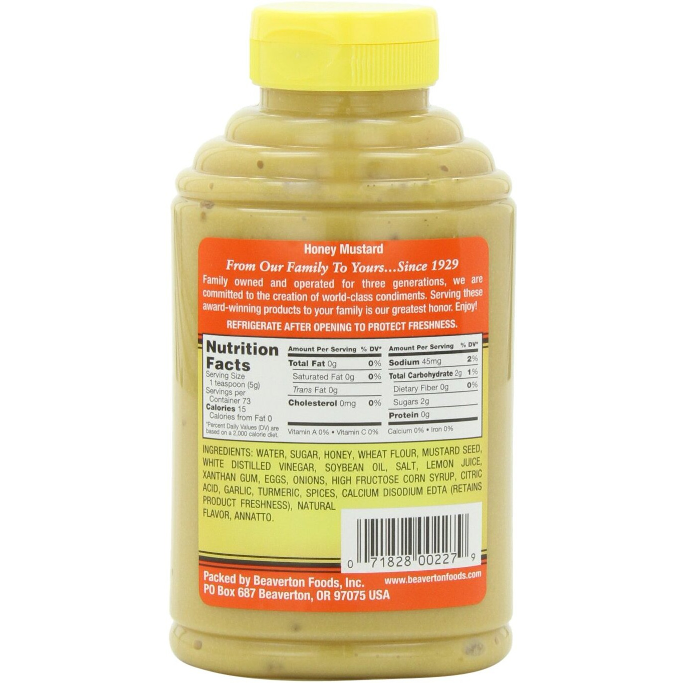 Beaver Sweet Honey Mustard, 13 Ounce Squeeze Bottle (Pack Of 6)