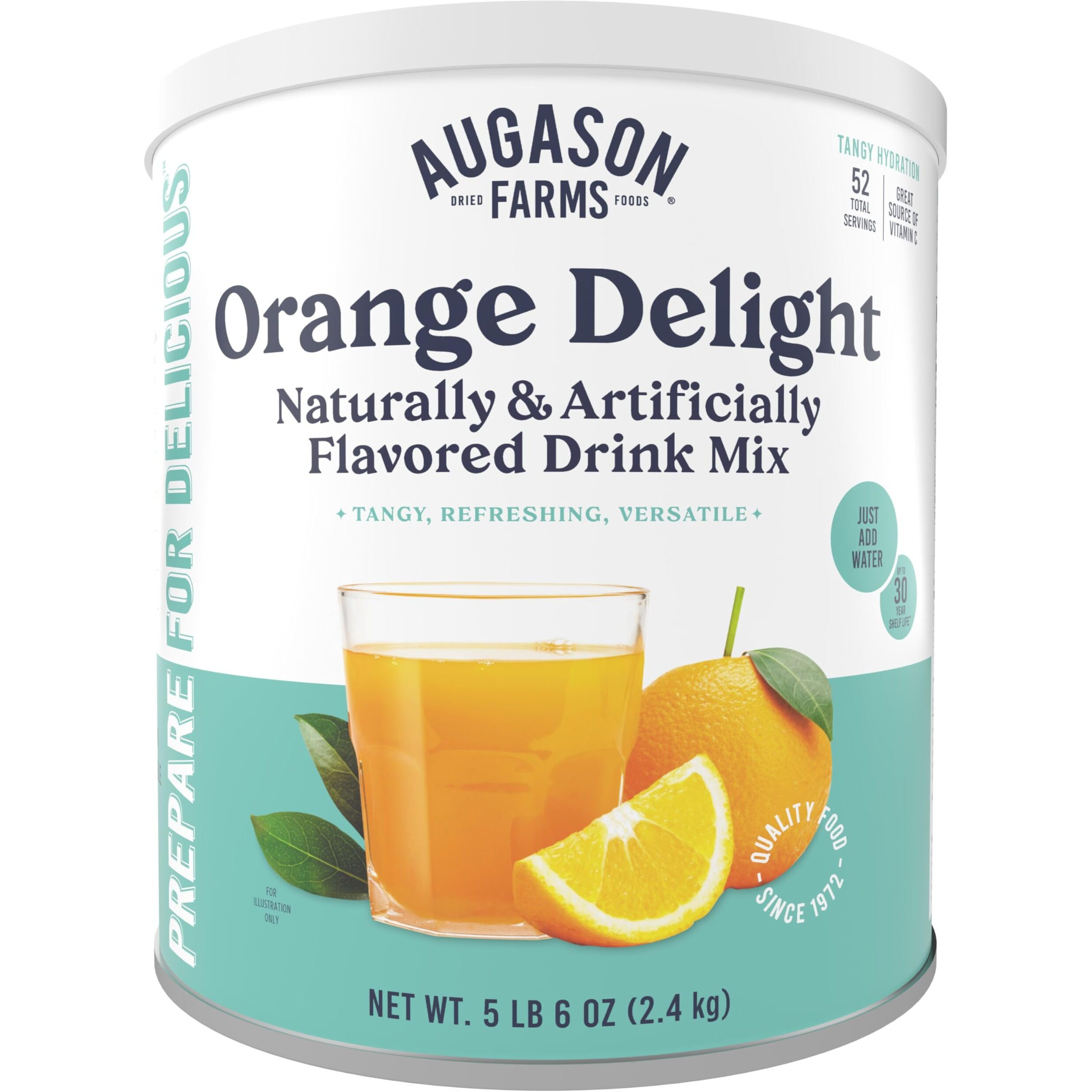 Augason Farms Orange Delight Drink Mix Can, Emergency Food Supply, Everyday Meals, 52 Servings