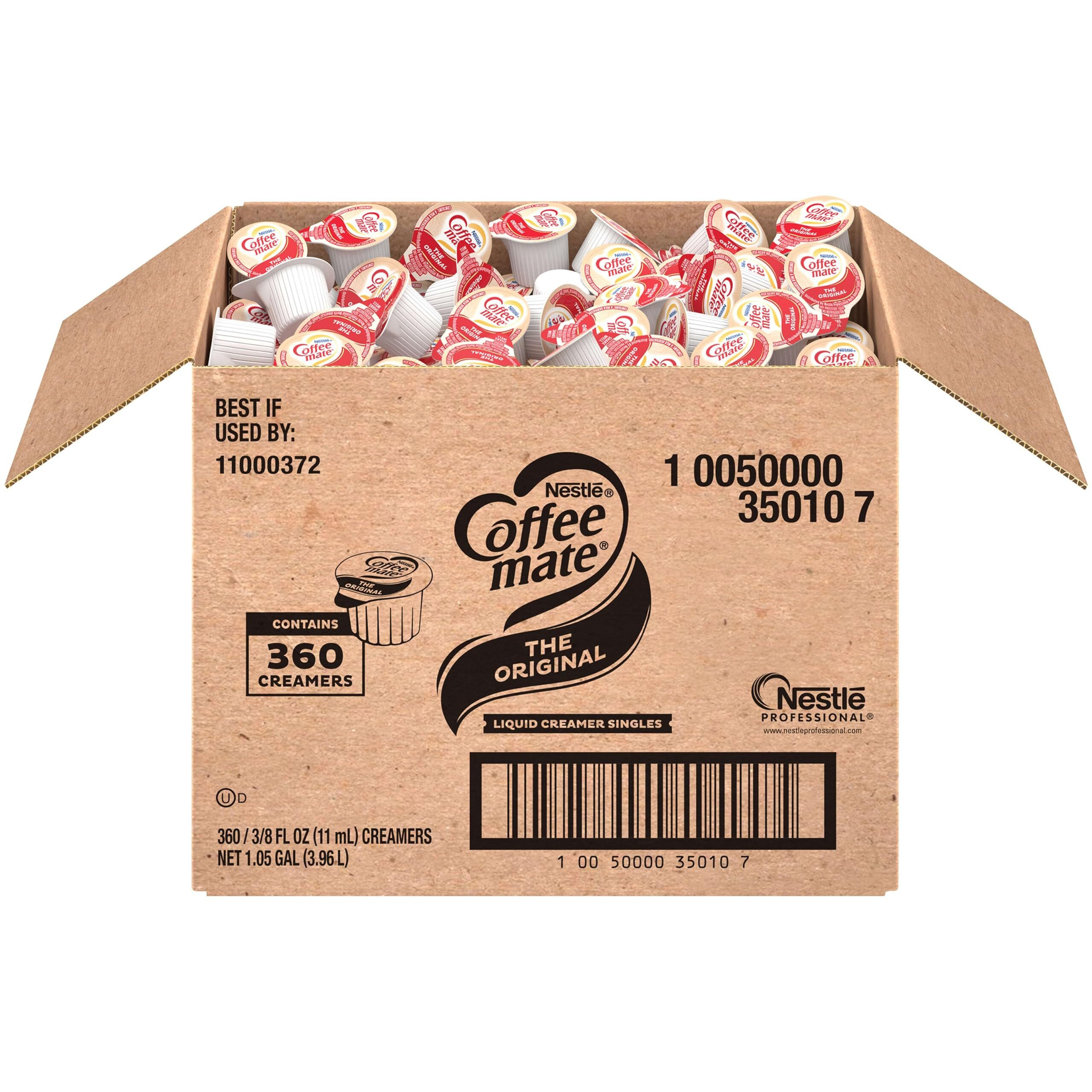 Nestle Coffee Mate Coffee Creamer, Original, Liquid Creamer Singles, Non Dairy, No Refrigeration, 0.375 Fl Oz Tubs (Pack Of 360)