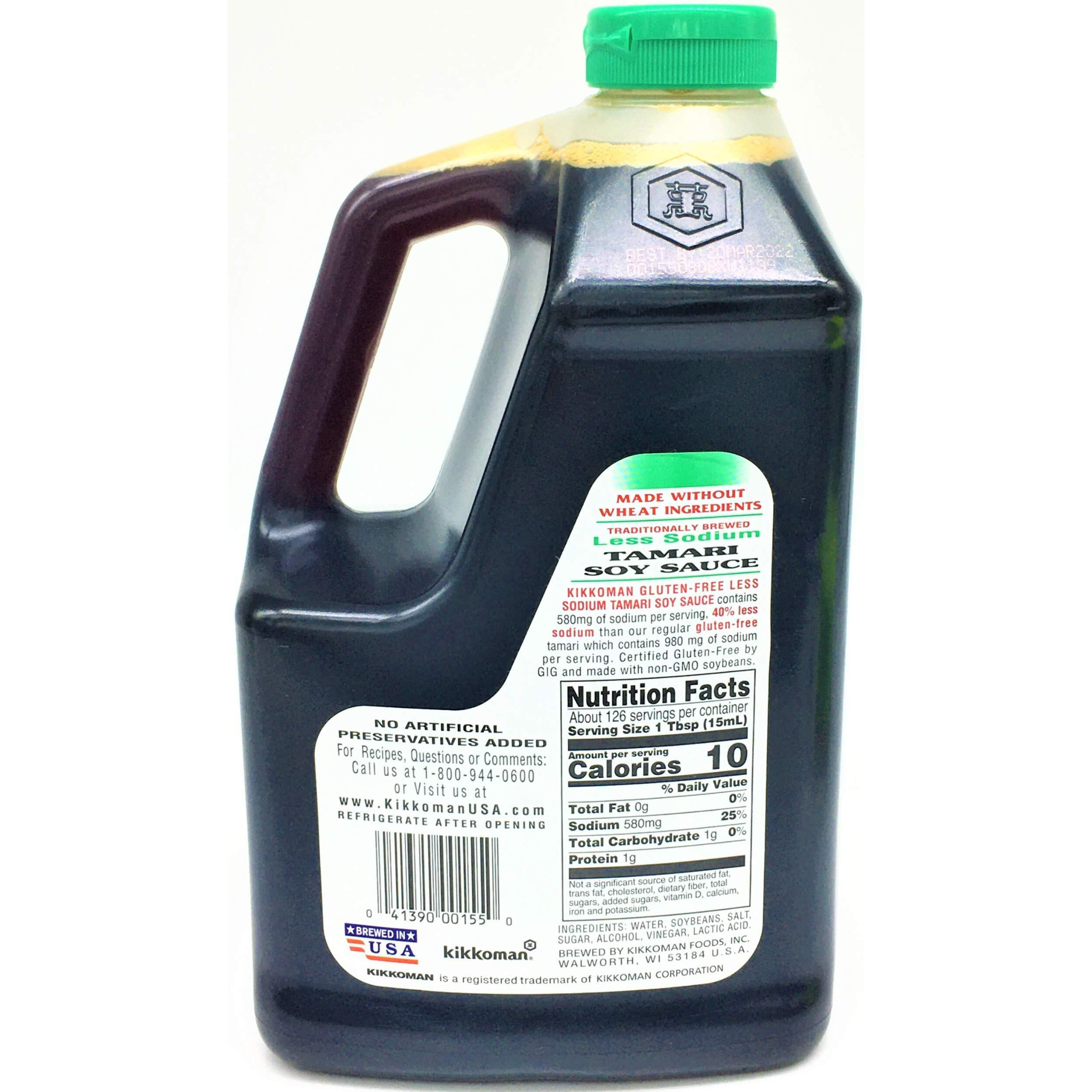Kikkoman Less Sodium Gluten Free Tamari Soy Sauce .5 Gallon Container