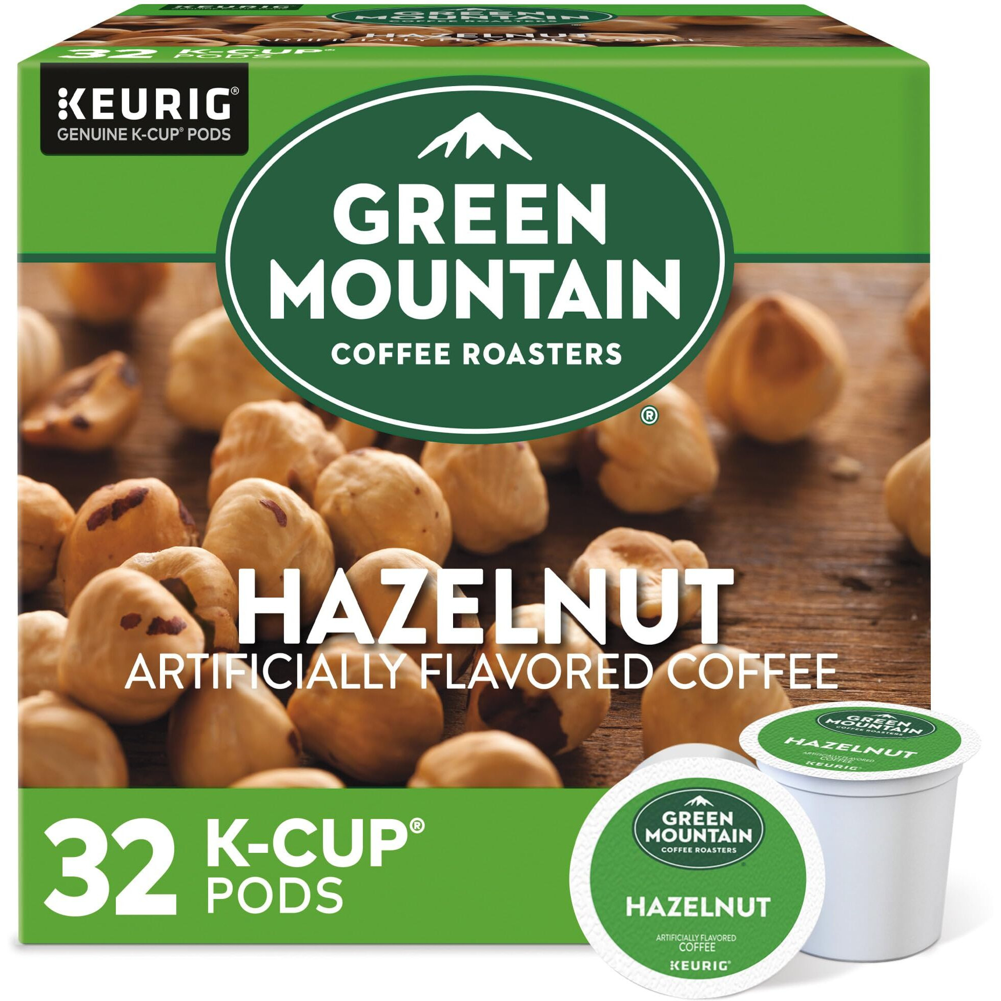 Green Mountain Coffee Roasters Hazelnut Keurig Single-Serve K-Cup Pods, Light Roast Coffee, 32 Count
