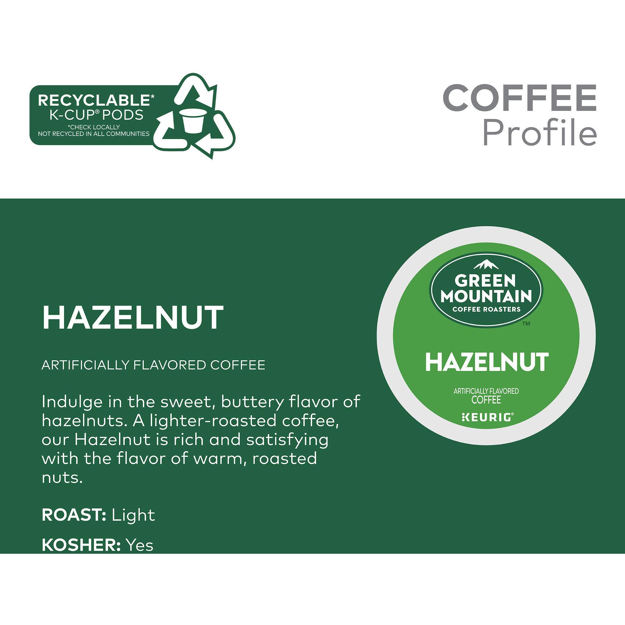 Green Mountain Coffee Roasters Hazelnut Keurig Single-Serve K-Cup Pods, Light Roast Coffee, 32 Count