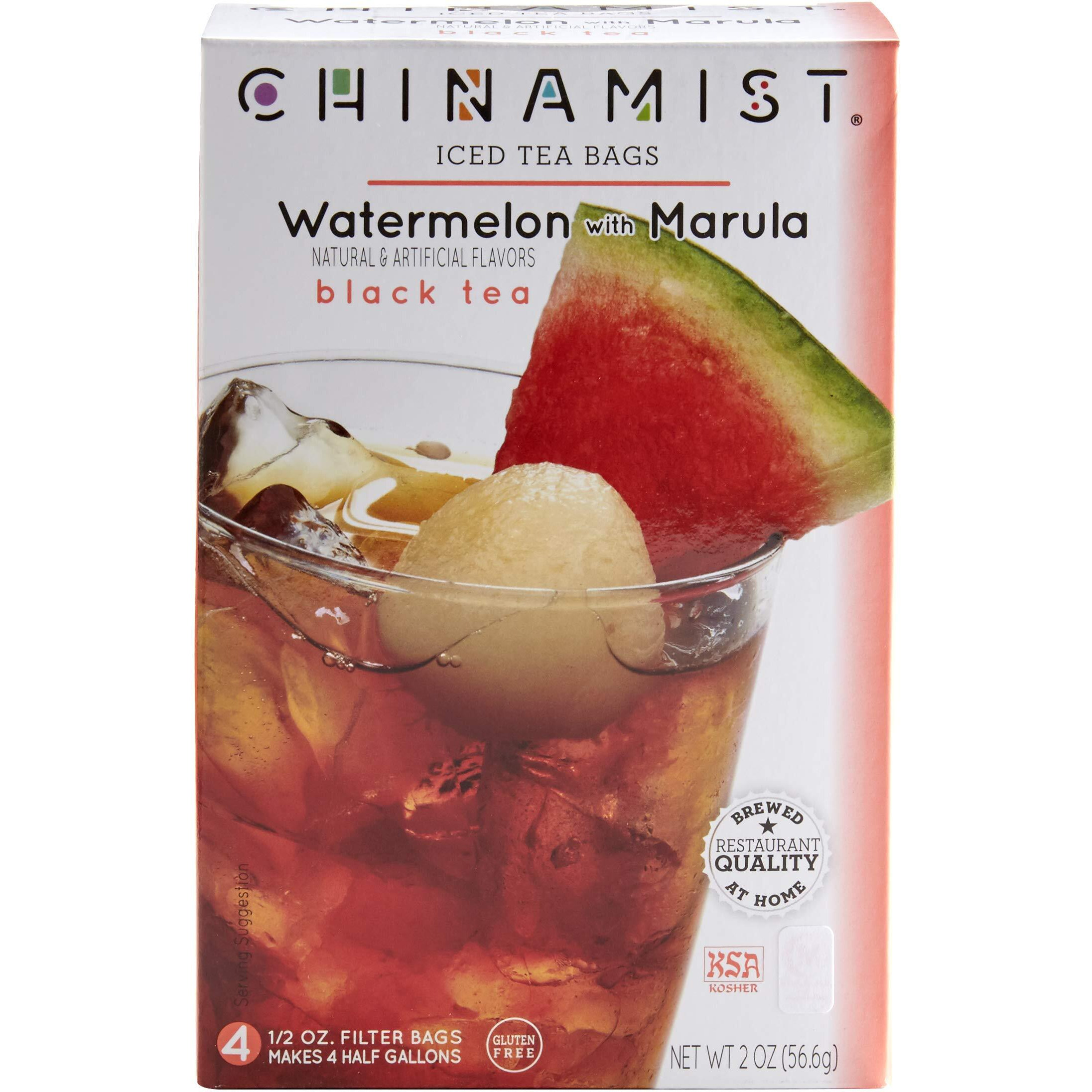 China Mist Iced Tea - Watermelon With Marula Black Tea Infusion - Refreshing And Delicious - Each Tea Bag Yields 1/2 Gallon - 4 Bags.