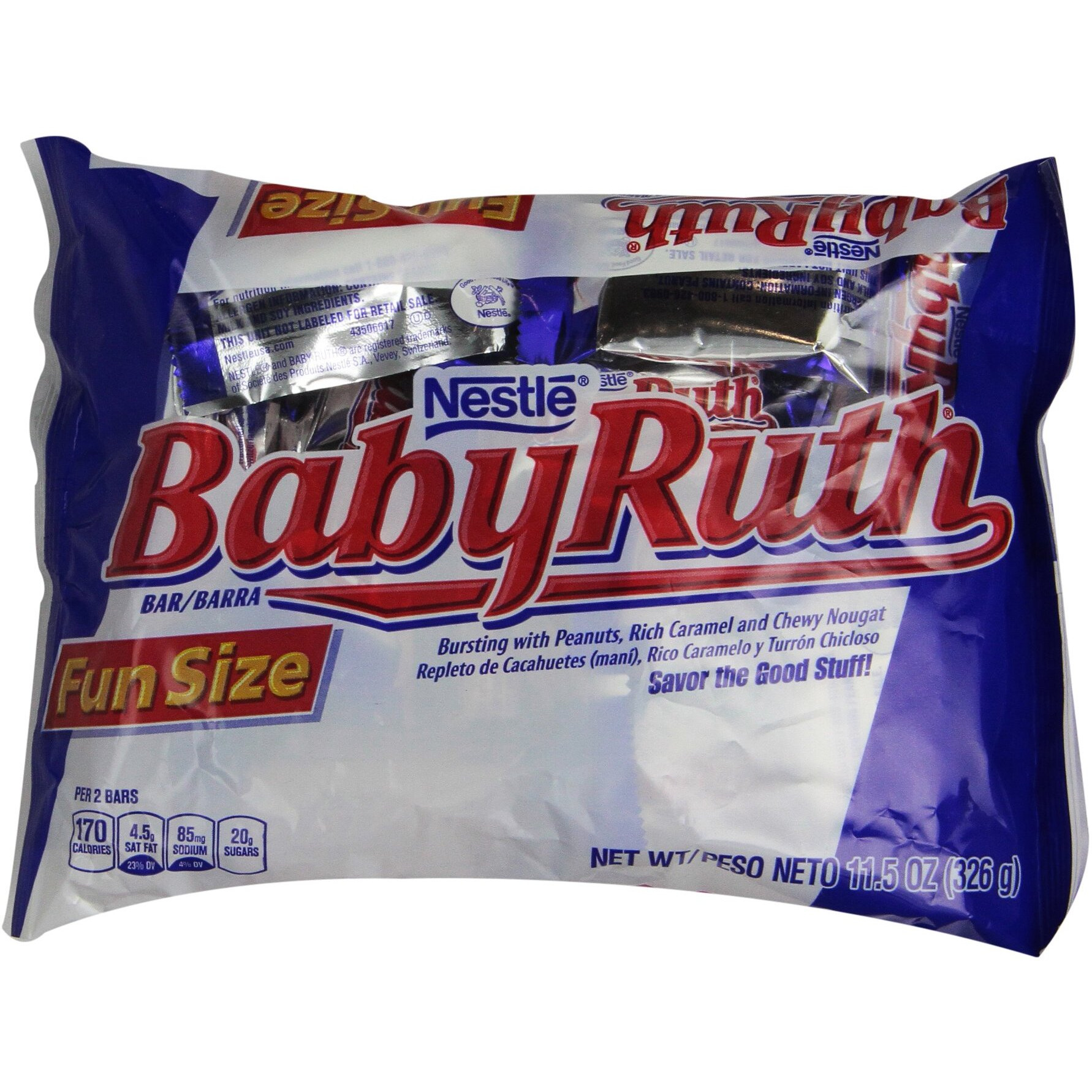 Baby Ruth Chocolate Bars, Fun Size, 11.5 Oz